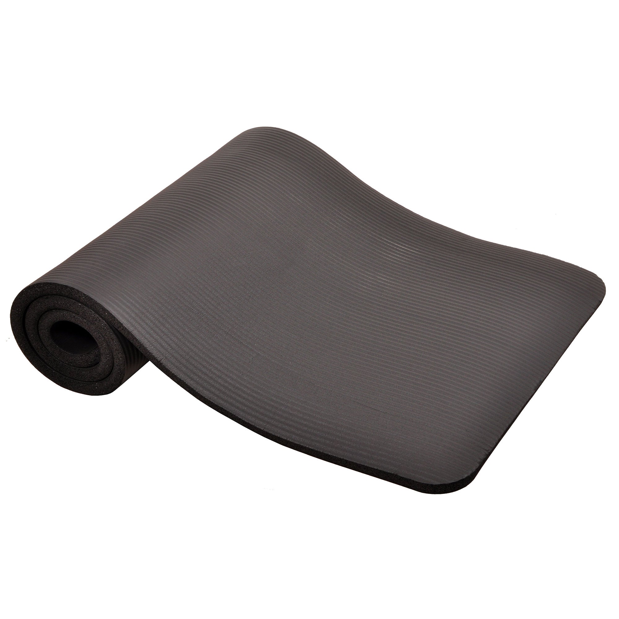Signature Fitness 1" Extra Thick Exercise Mat w/ Carry Strap, Black (Open Box) - VMInnovations