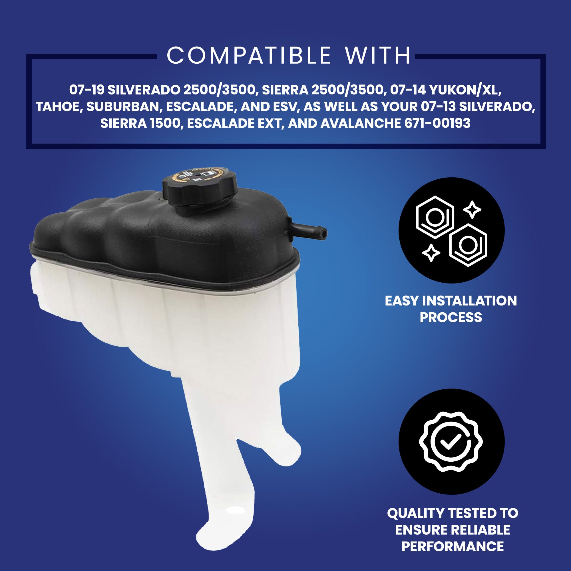 Brock Plastic Truck Coolant Recovery Reservoir Tank with Cap, Black (Open Box) - VMInnovations