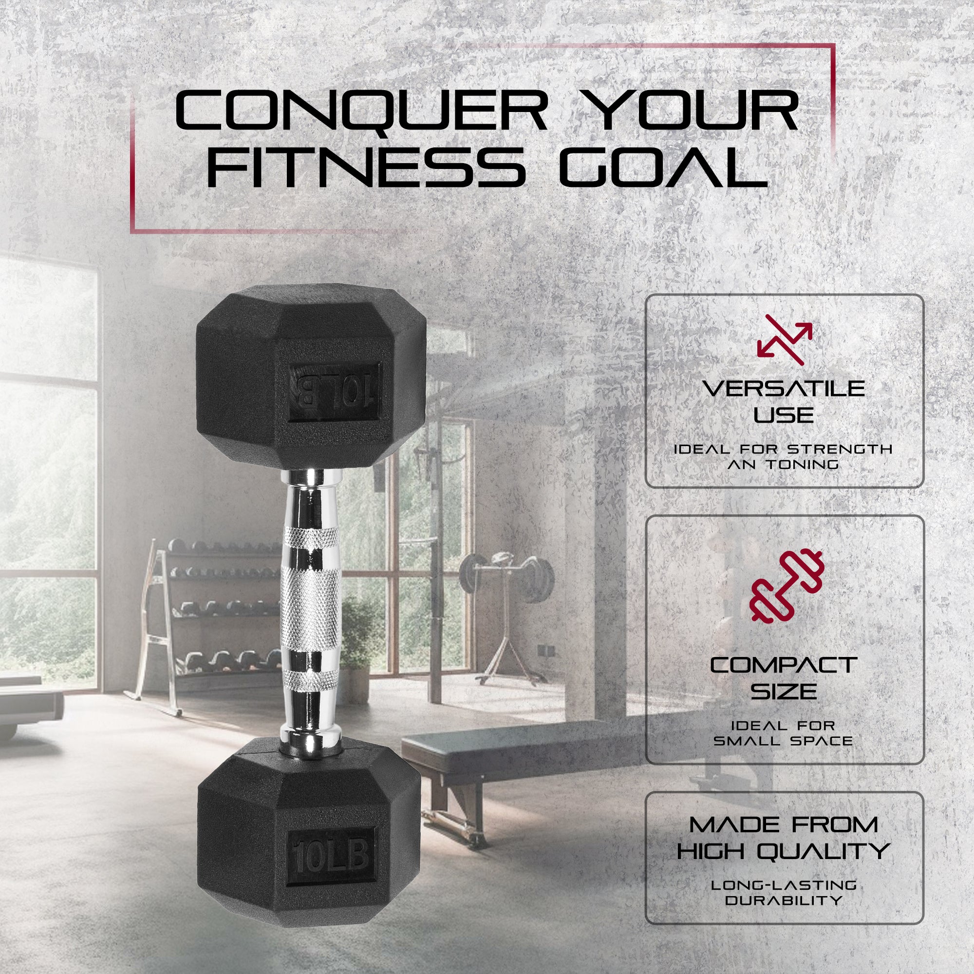 Signature Fitness Hex Dumbbells Strength Training Workout Equipment Set, 10 lbs - VMInnovations