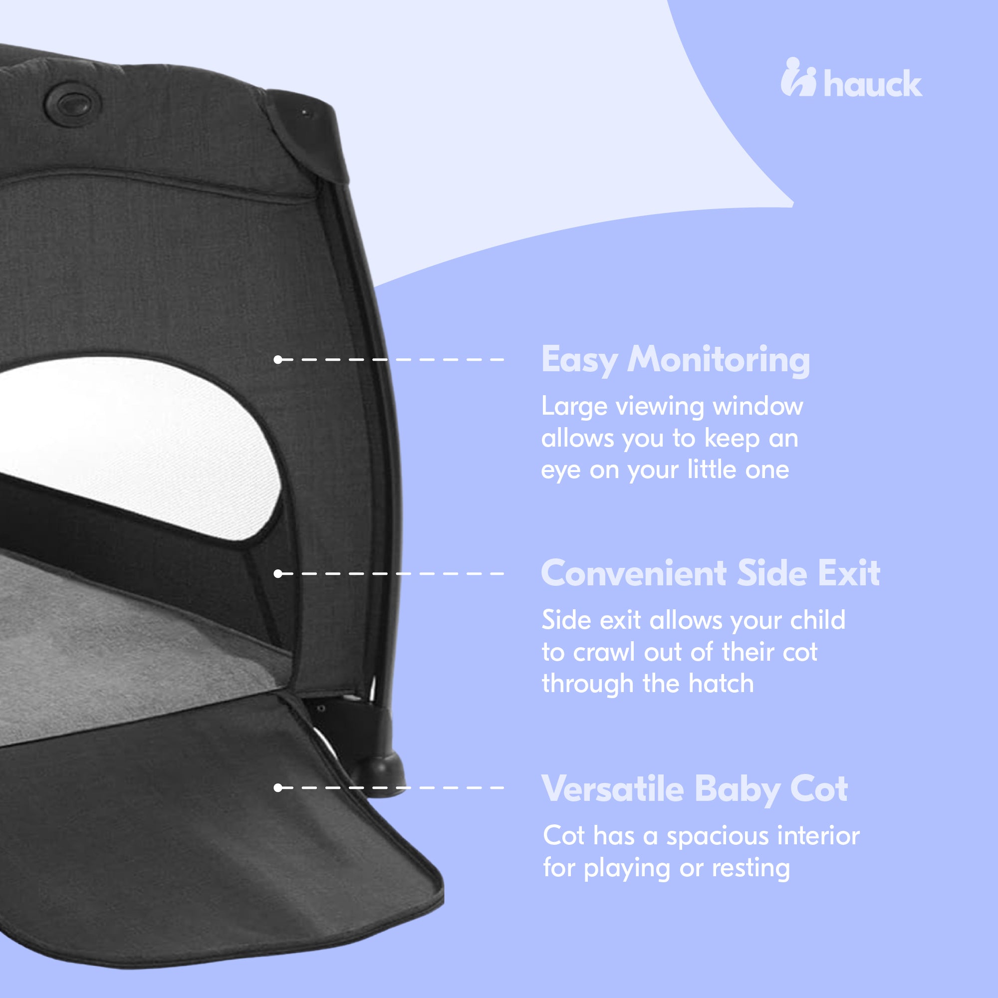 hauck Play N Relax Portable Baby Playard Crib with Travel Bag, Black (Open Box) - VMInnovations