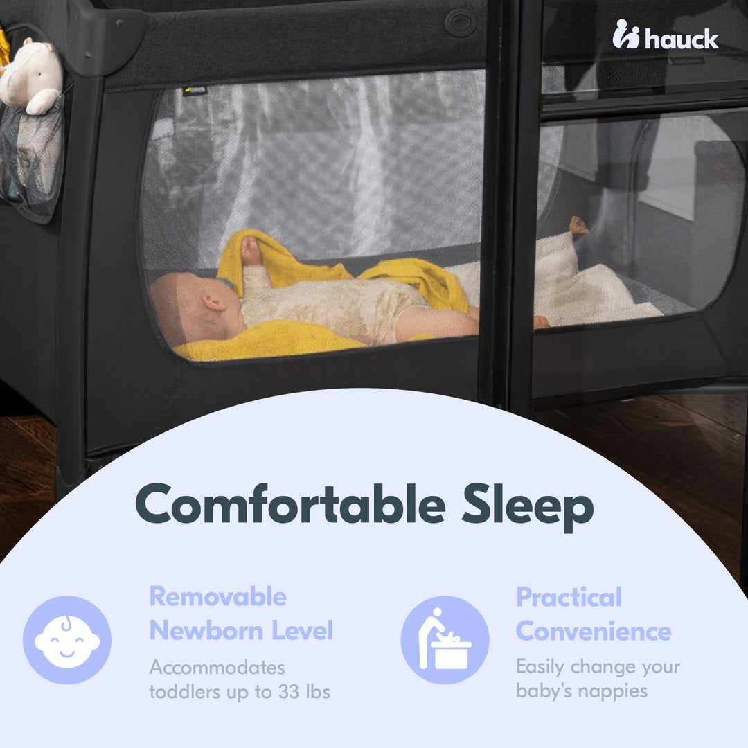 hauck Play N Relax Center Portable Baby Playard Crib with Travel Bag, Black - VMInnovations