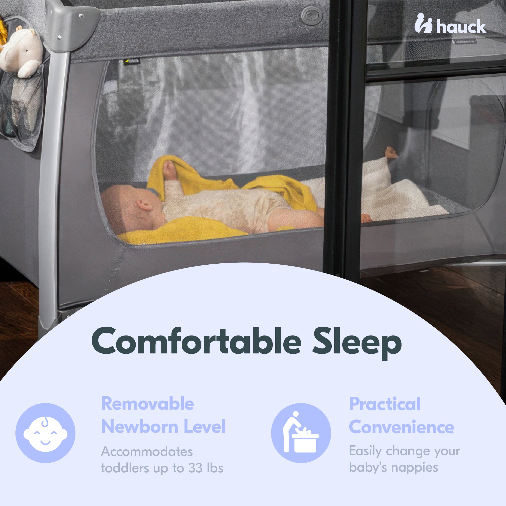 hauck Play N Relax Center Portable Baby Playard Crib with Travel Bag, Charcoal - VMInnovations