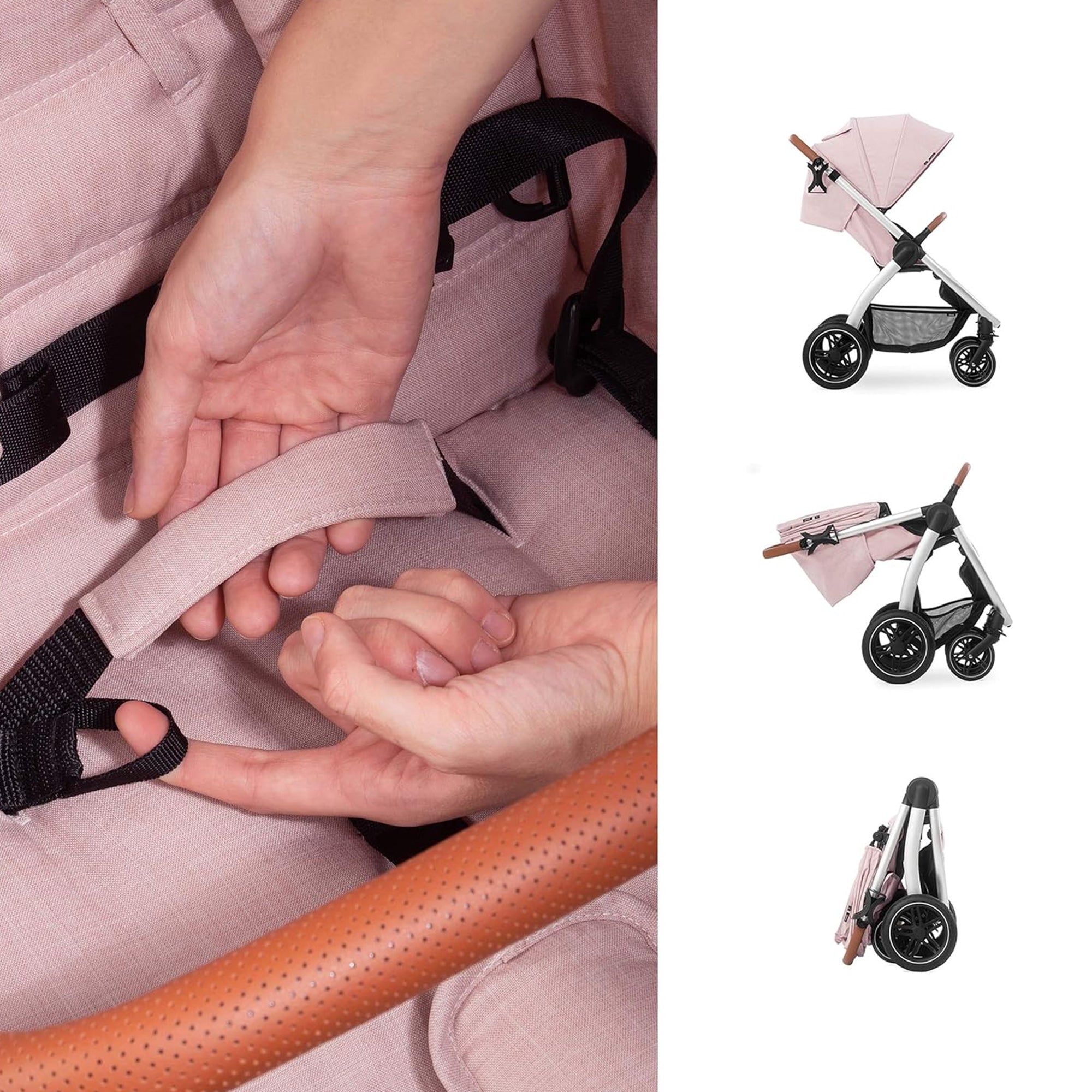 hauck Uptown Deluxe Folding Stroller with Cup Holder & Canopy, Rose (Open Box) - VMInnovations
