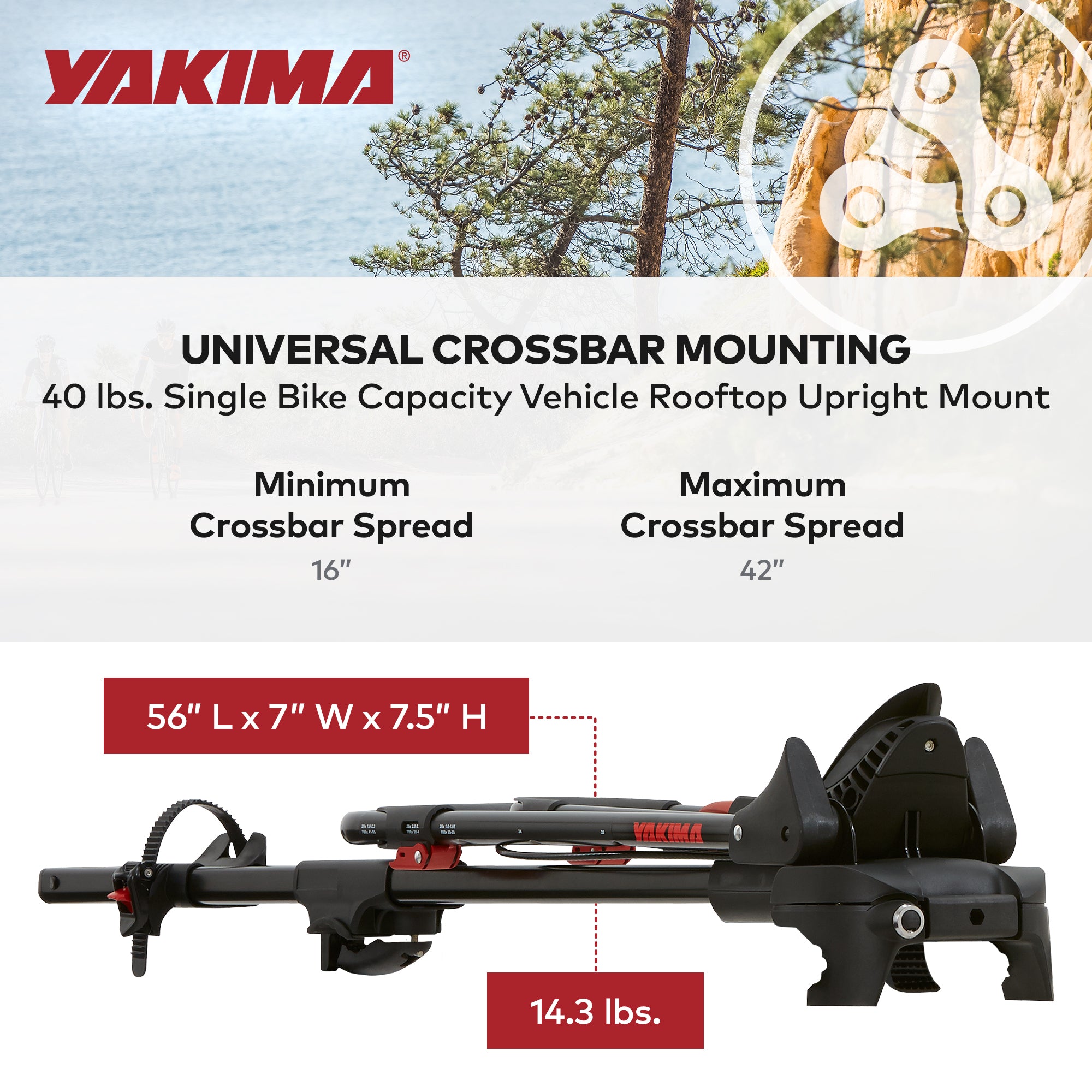 Yakima 1 Bike Capacity Car Rooftop Mount Upright Bike Rack, Black (Open Box) - VMInnovations