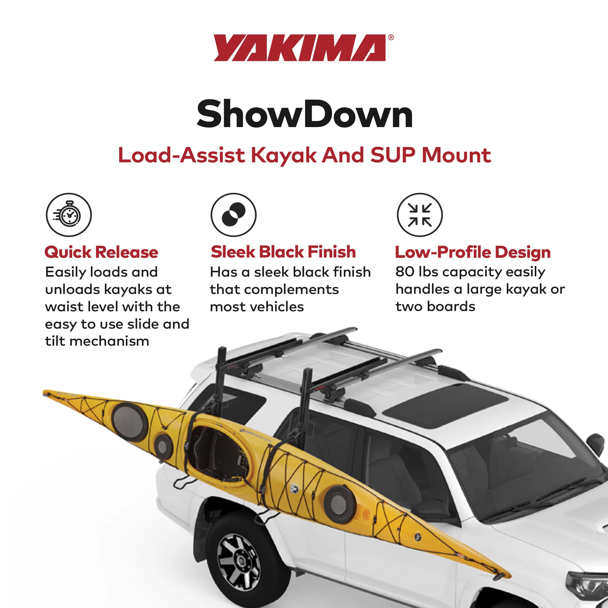 Yakima Load Assist Kayak and SUP Rooftop Mount Rack for Vehicles,Black(Open Box)