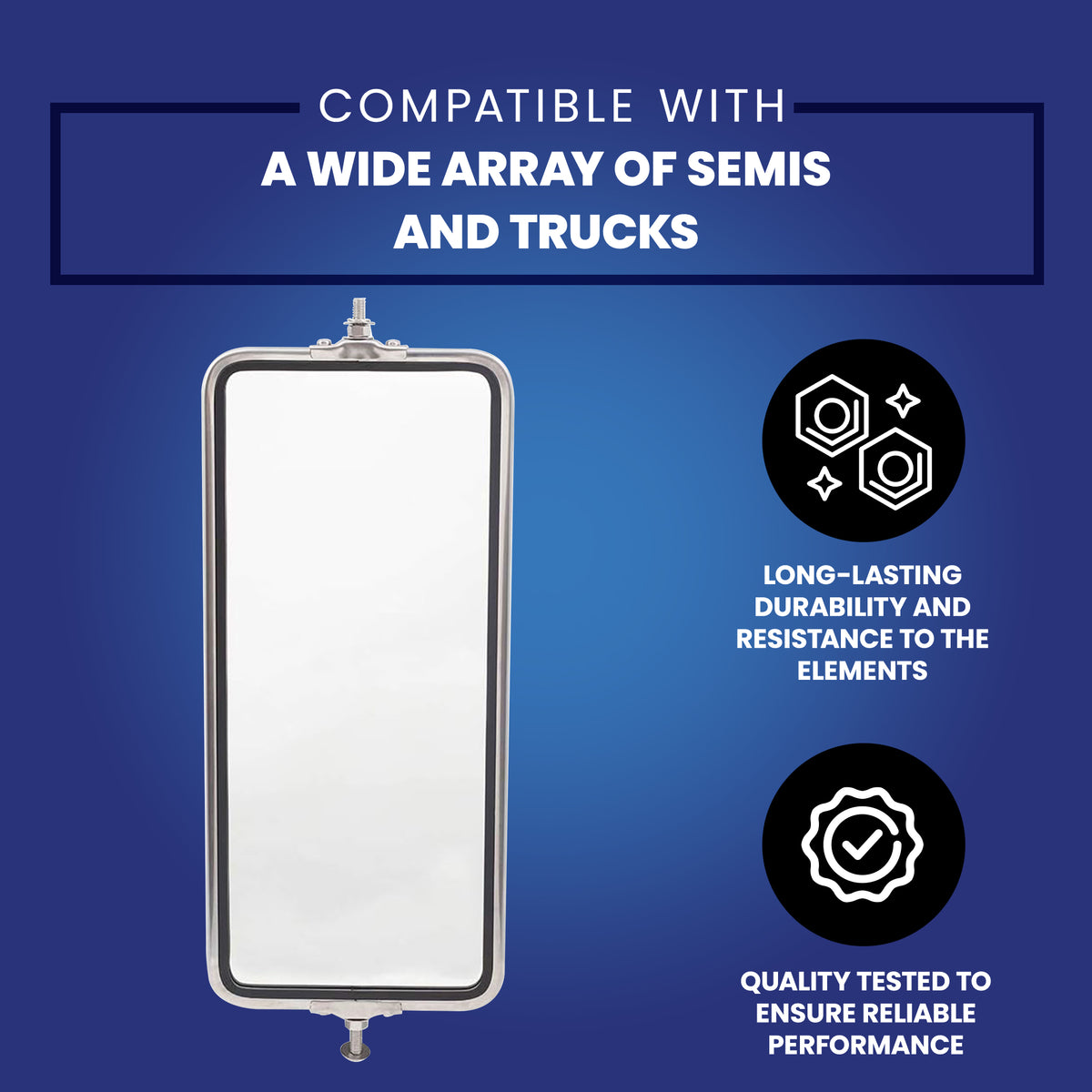 Brock Universal West Coast Stainless Steel Truck Side Mirror Head, 7" x 16"