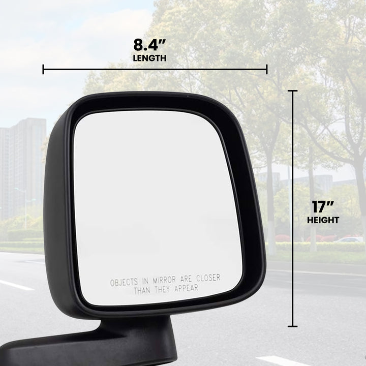 Brock Textured Replacement Manual Mirror Set for Jeep Wrangler 03 to 06, Black - VMInnovations