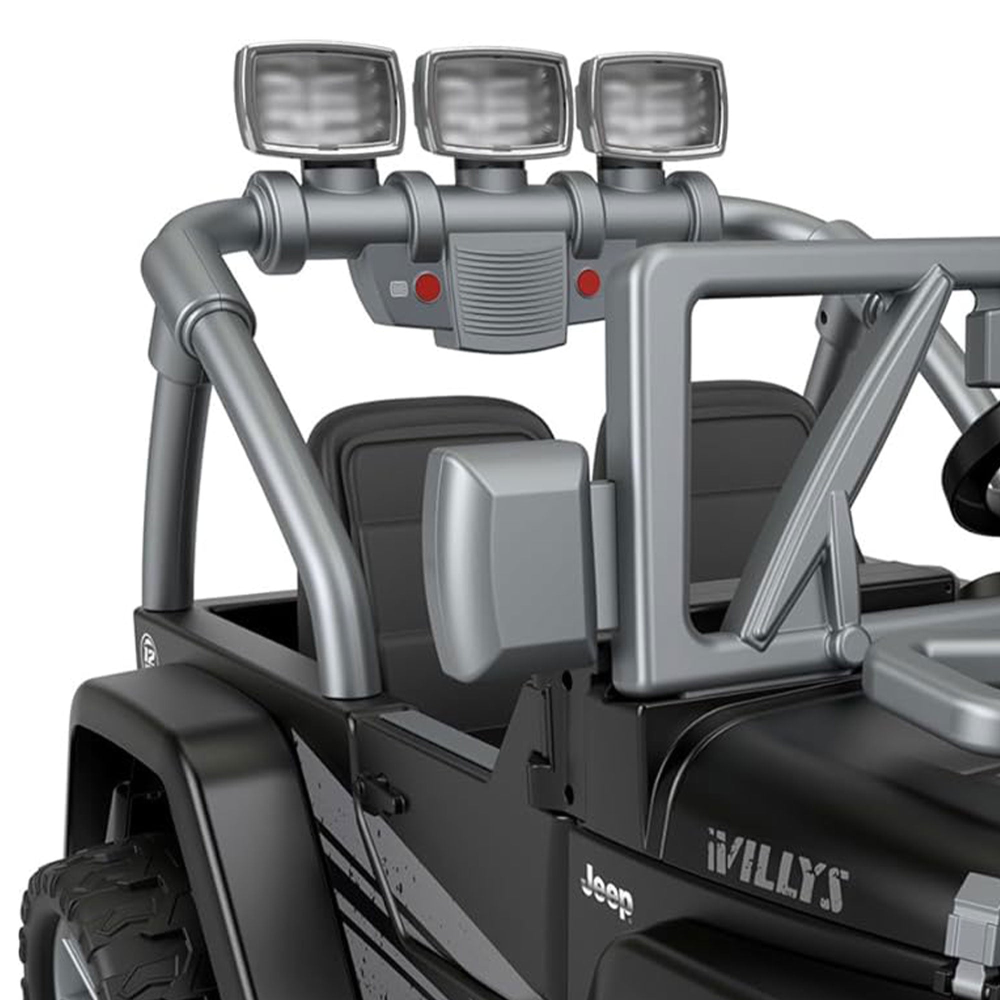 Power Wheels Jeep Wrangler Willys 2 Seater Toddler Kids Ride On Car SUV, Black - VMInnovations