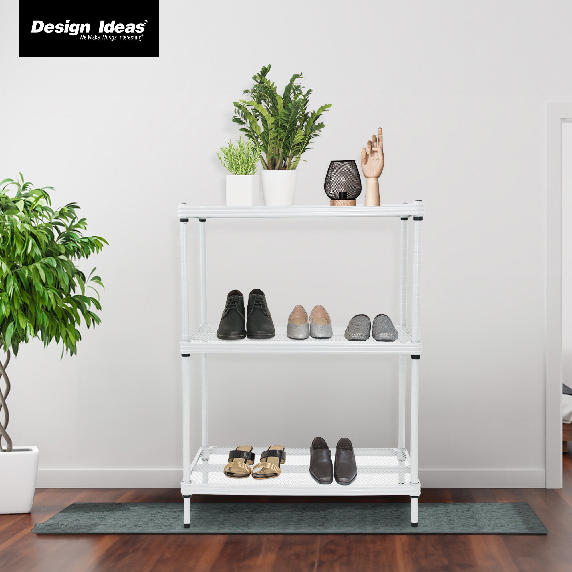 Design Ideas 3 Tier Full-Size Metal Storage Shelving Unit Rack, White (Used) - VMInnovations