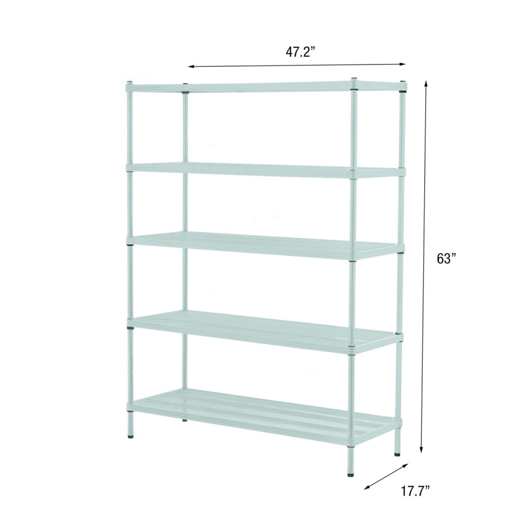Design Ideas 5 Tier Full-Size Metal Storage Shelving Unit Rack, Sage (Open Box) - VMInnovations