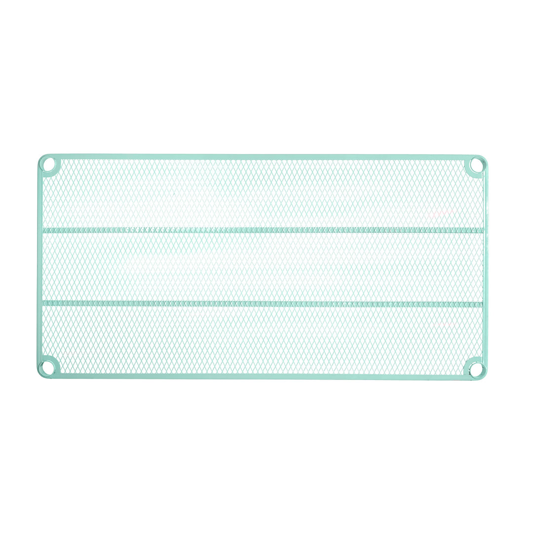 Design Ideas MeshWorks Metal Storage Utility Wood Top Shelving Unit Rack, Green - VMInnovations