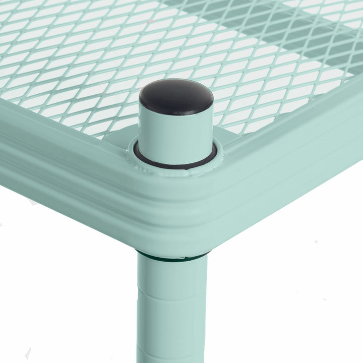 Design Ideas MeshWorks Metal Storage Utility Wood Top Shelving Unit Rack, Green - VMInnovations