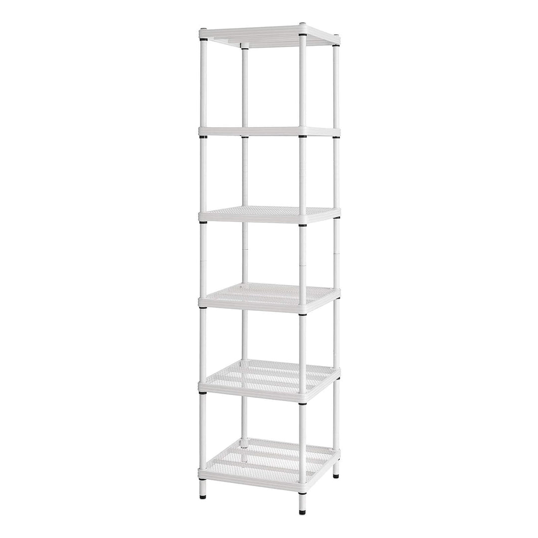 Design Ideas MeshWorks 6 Tier Tower Metal Storage Shelving Unit Rack, White - VMInnovations