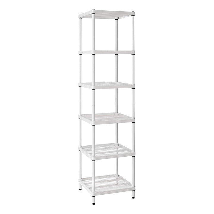 Design Ideas MeshWorks 6 Tier Tower Metal Storage Shelving Unit Rack, White - VMInnovations