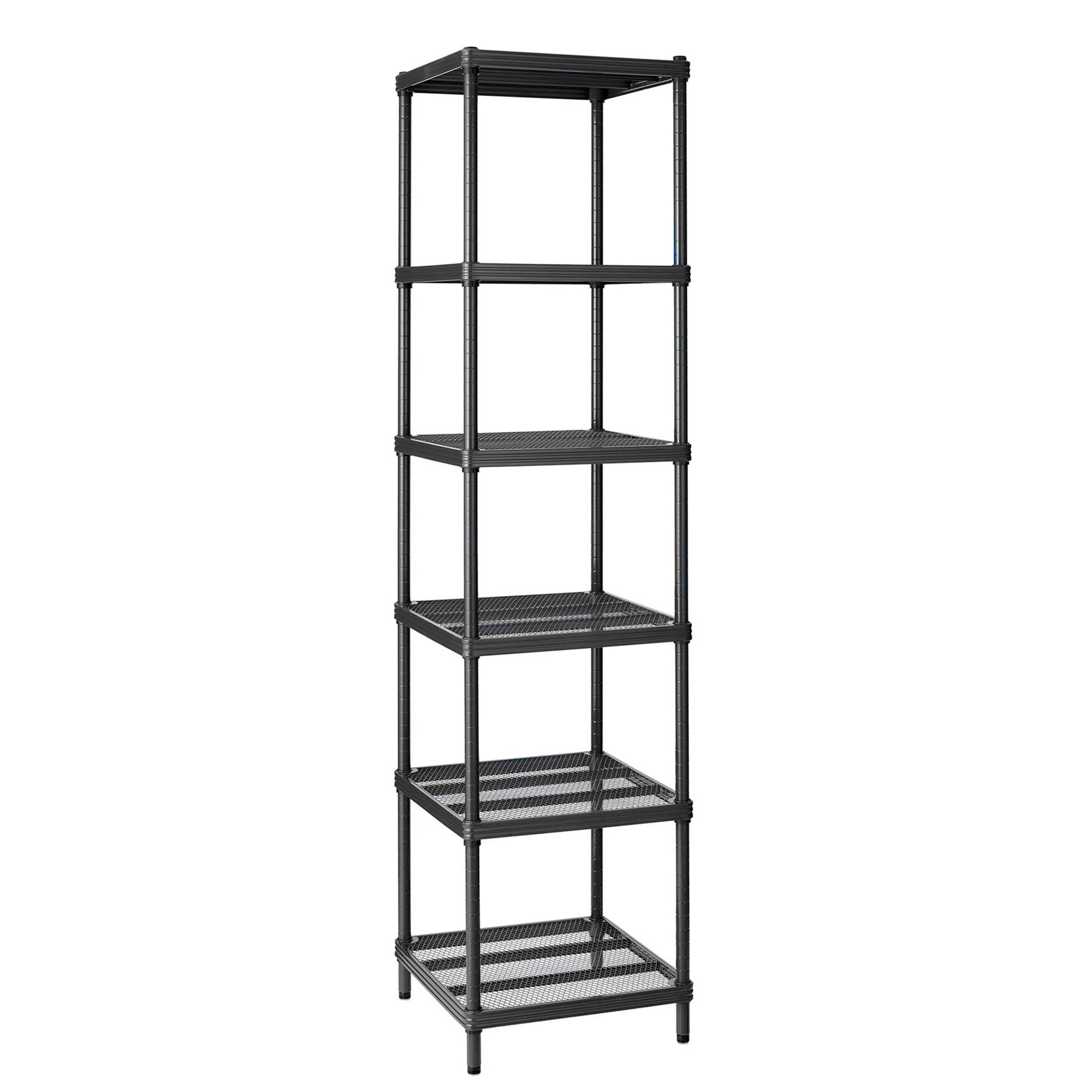 Design Ideas MeshWorks 6 Tier Tower Metal Storage Shelving Unit Rack, Black - VMInnovations