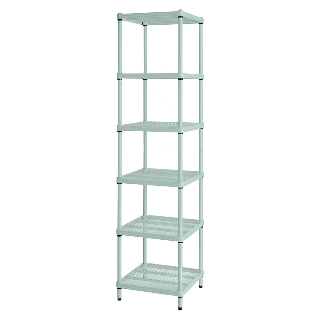 Design Ideas MeshWorks 6 Tier Tower Metal Storage Shelving Unit Rack, Green - VMInnovations