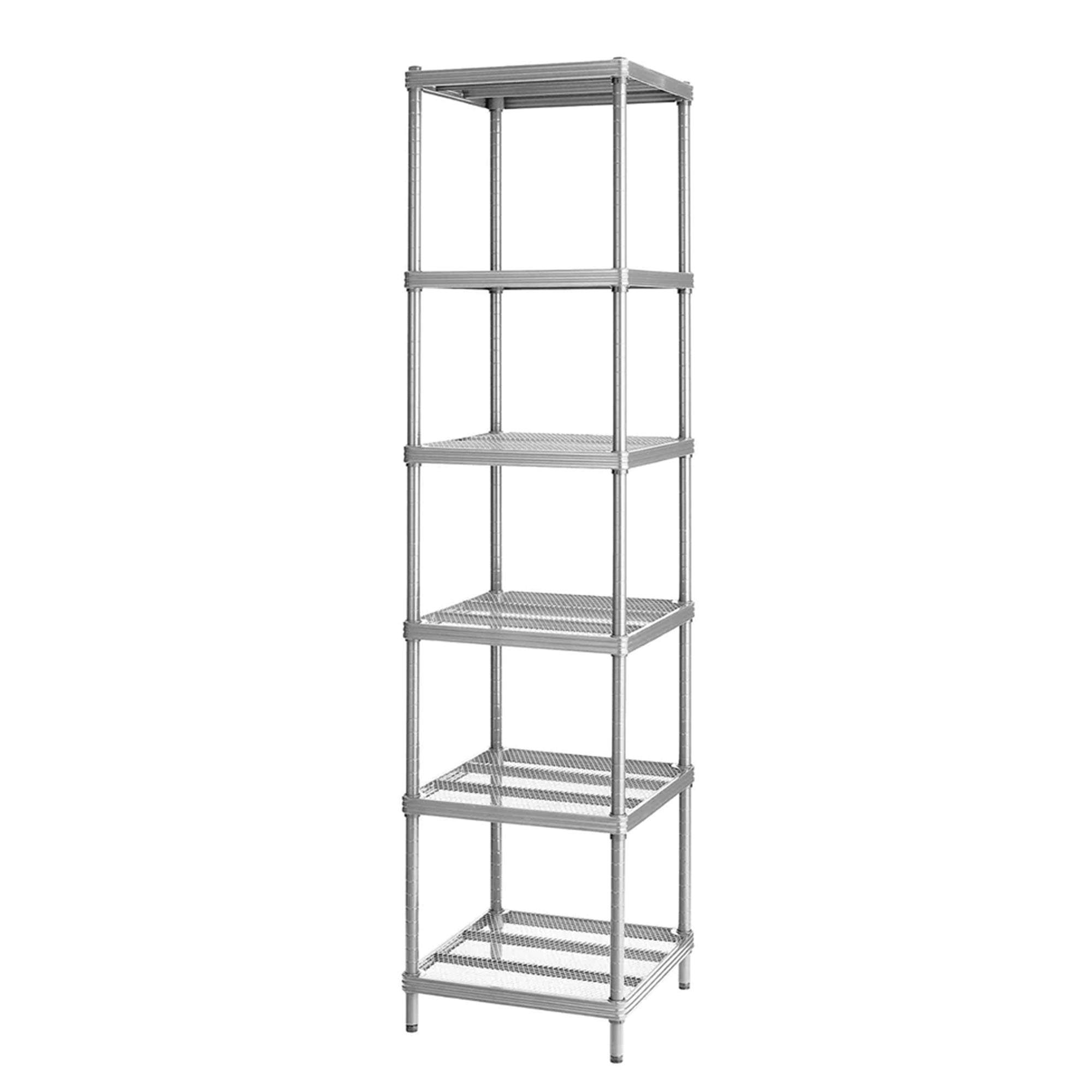 Design Ideas MeshWorks 6 Tier Tower Metal Storage Shelving Unit Rack, Silver - VMInnovations