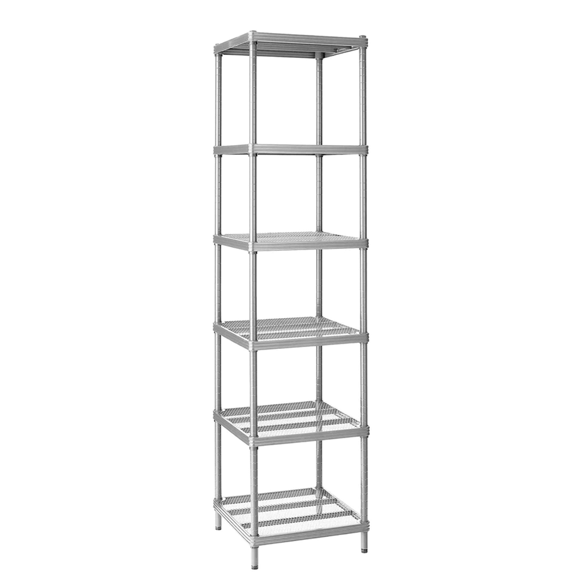 Design Ideas MeshWorks 6 Tier Tower Metal Storage Shelving Unit Rack, Silver - VMInnovations