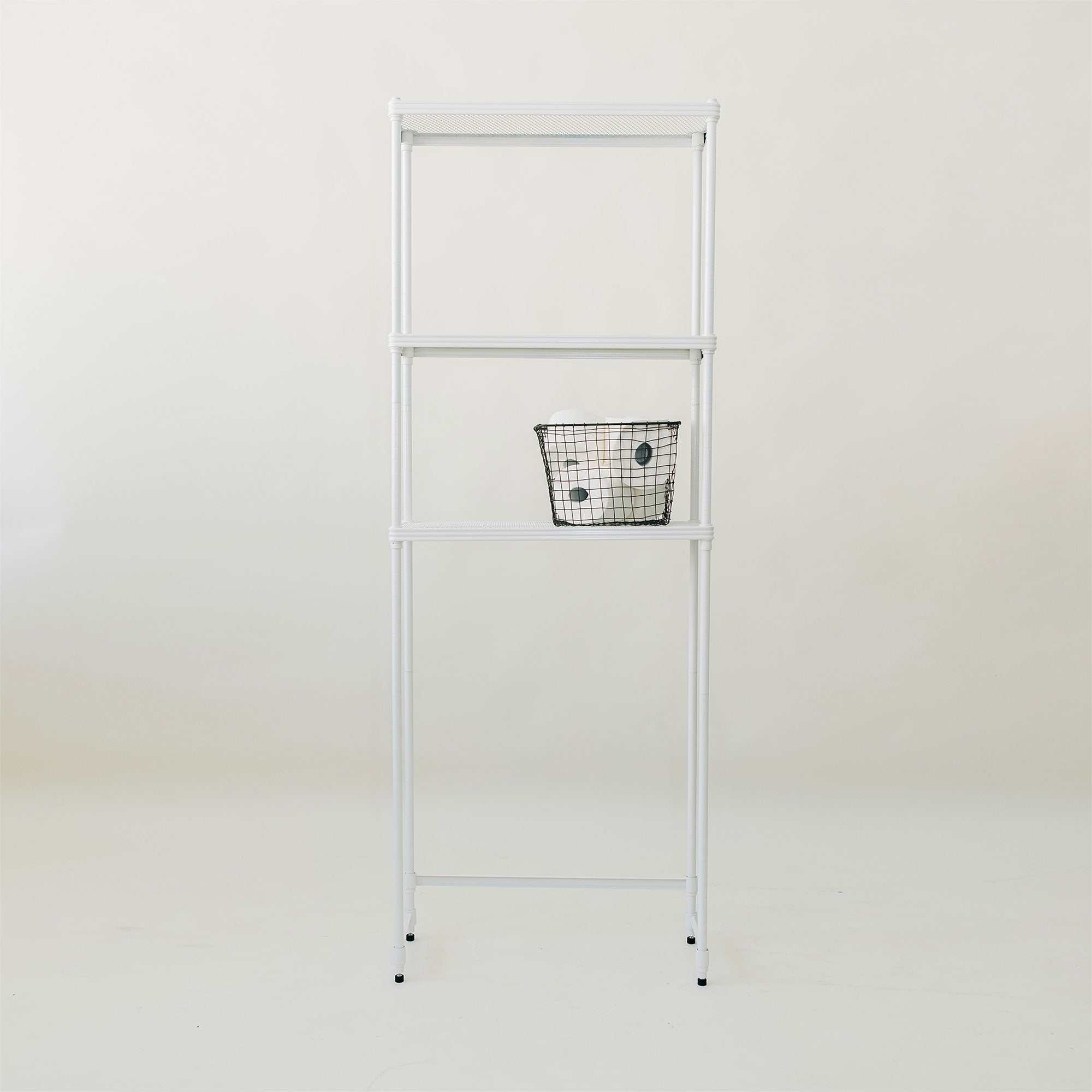 Design Ideas MeshWorks 3 Tier Metal Bathroom Storage Shelving Unit Rack, White - VMInnovations