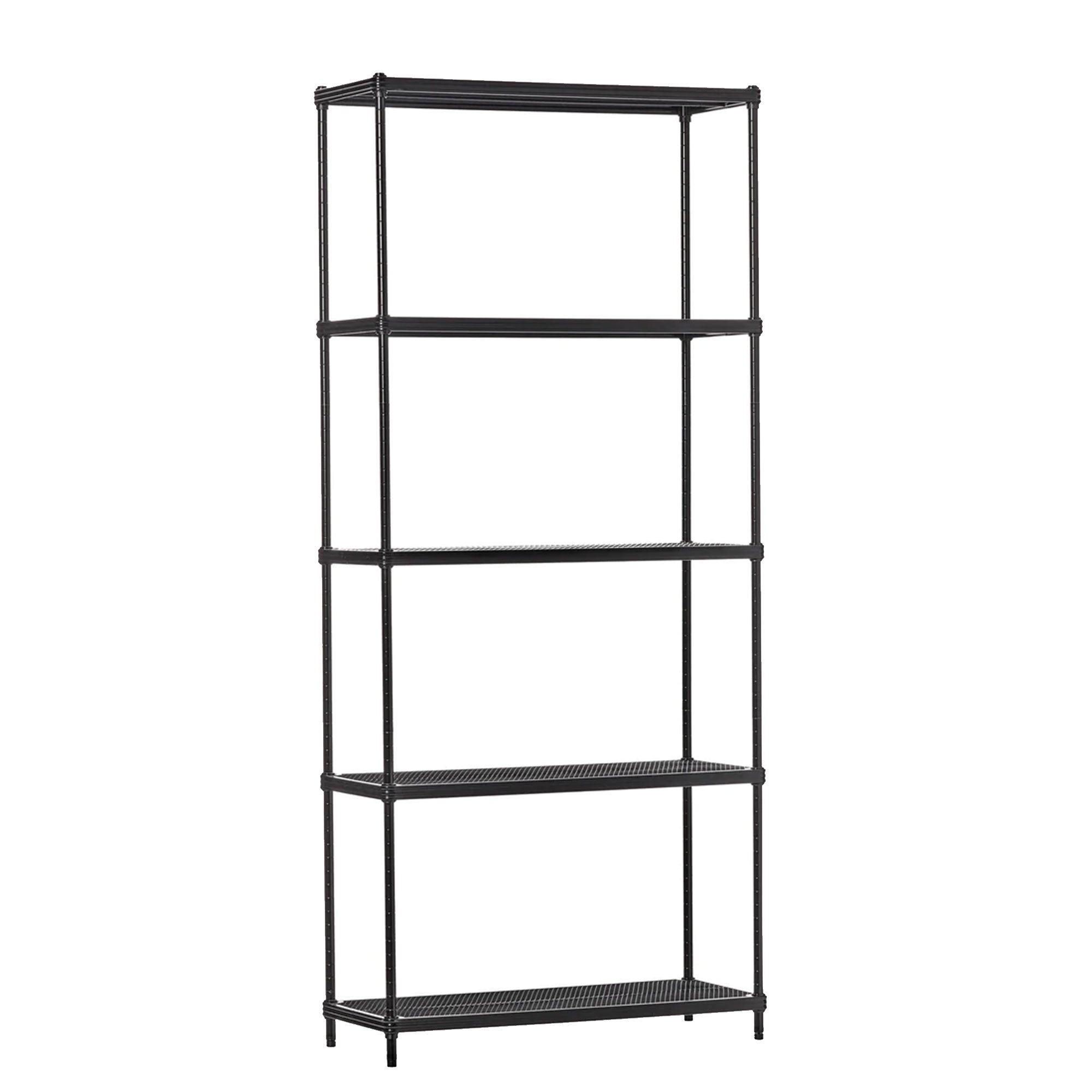 Design Ideas MeshWorks 5 Tier Metal Storage Shelving Unit Rack, Black (Open Box) - VMInnovations