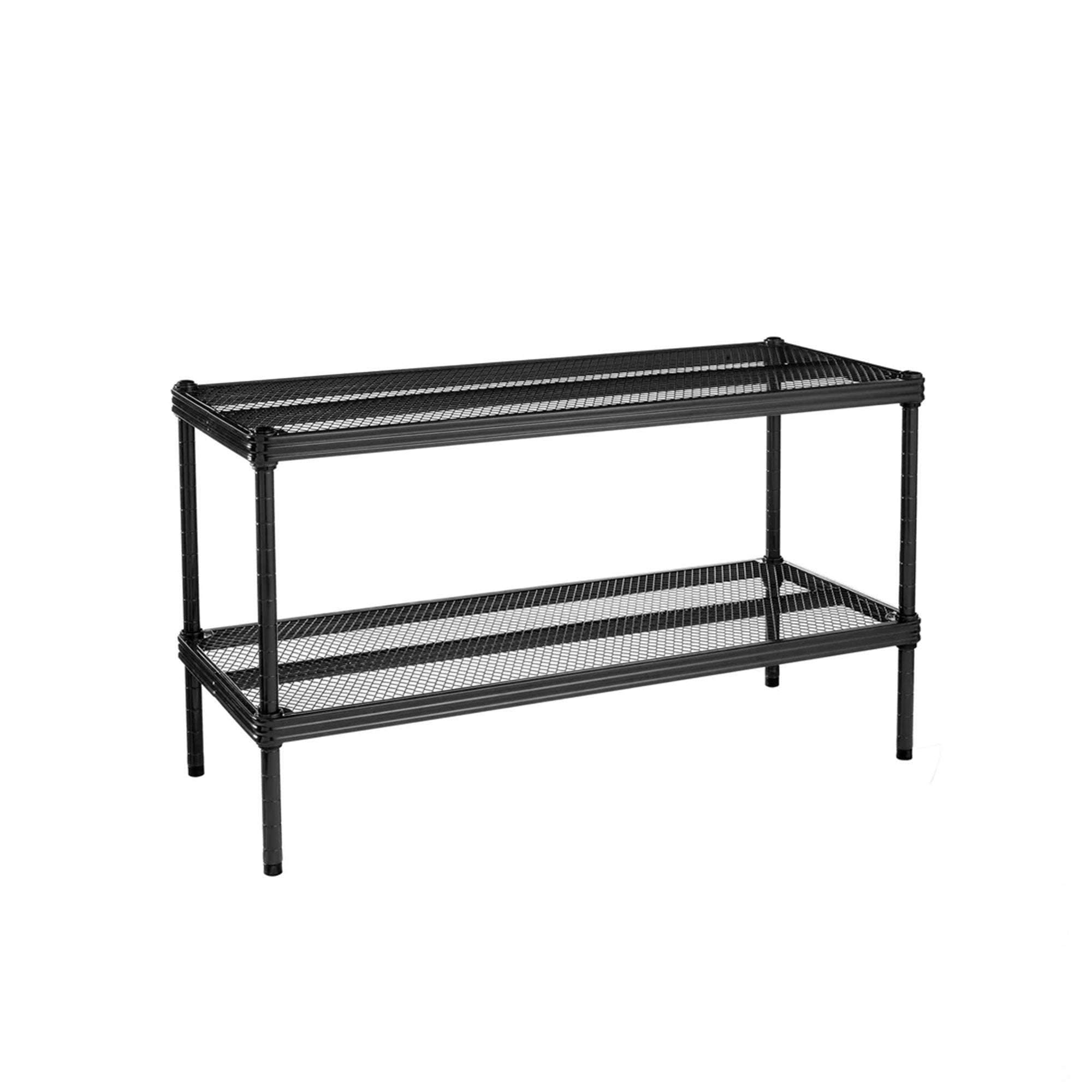 Design Ideas MeshWorks 2 Tier Full Size Metal Storage Shelving Unit Rack, Black - VMInnovations