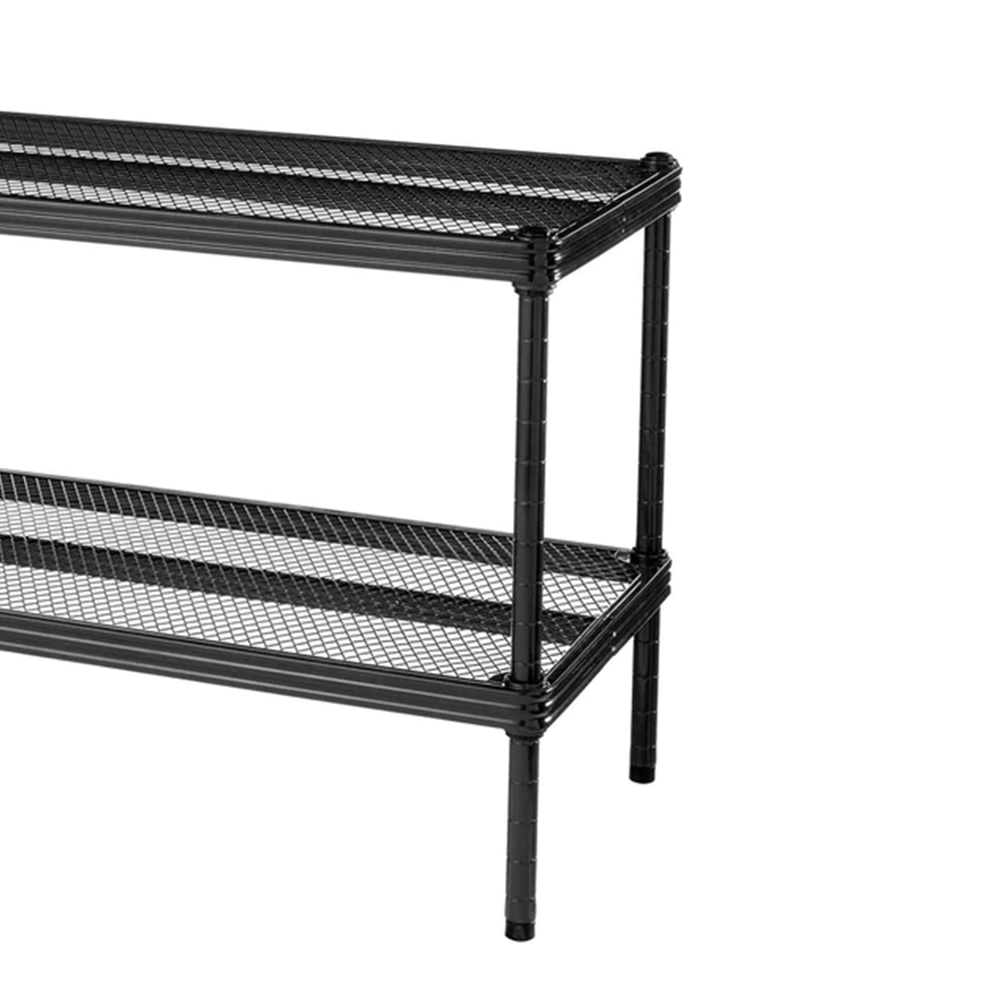 Design Ideas MeshWorks 2 Tier Full Size Metal Storage Shelving Unit Rack, Black - VMInnovations