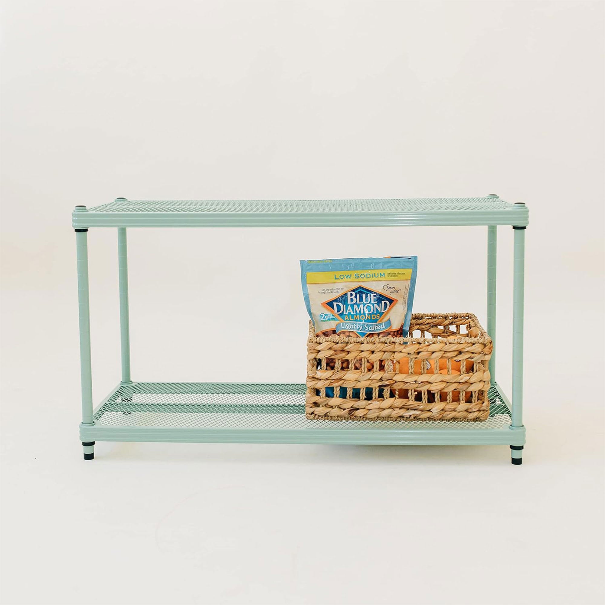Design Ideas MeshWorks 2 Tier Full Size Metal Storage Shelving Unit, Sage Green - VMInnovations