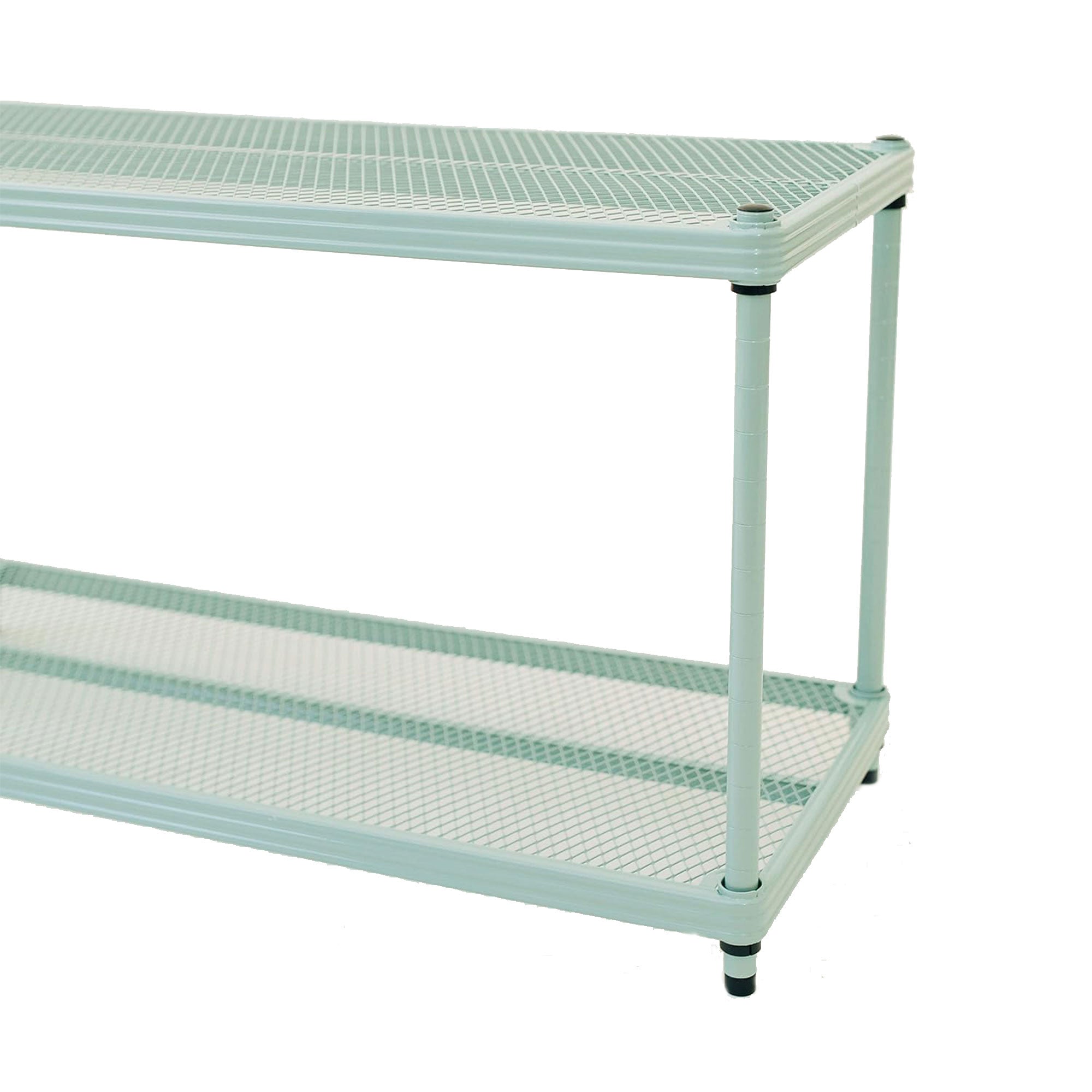 Design Ideas MeshWorks 2 Tier Full Size Metal Storage Shelving Unit, Sage Green - VMInnovations