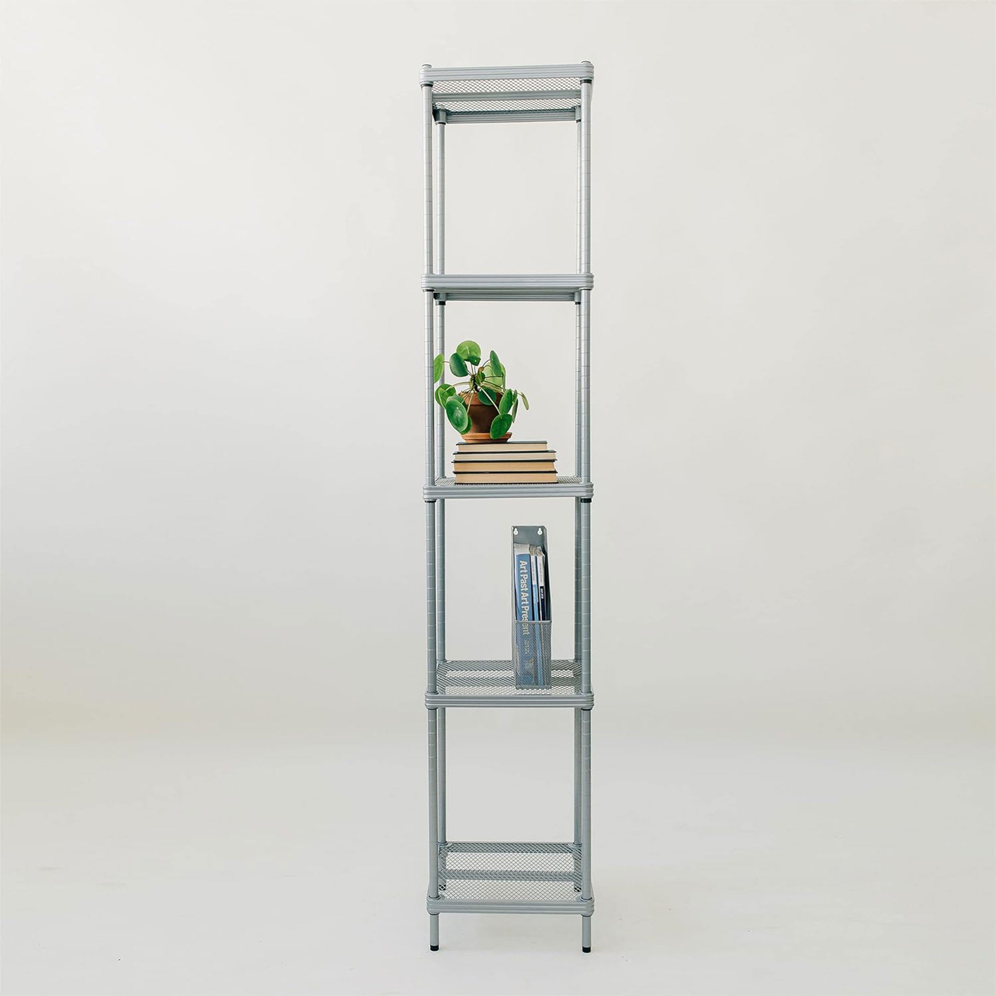 Design Ideas MeshWorks 5 Tier Tower Metal Storage Shelving Unit Rack, Silver - VMInnovations