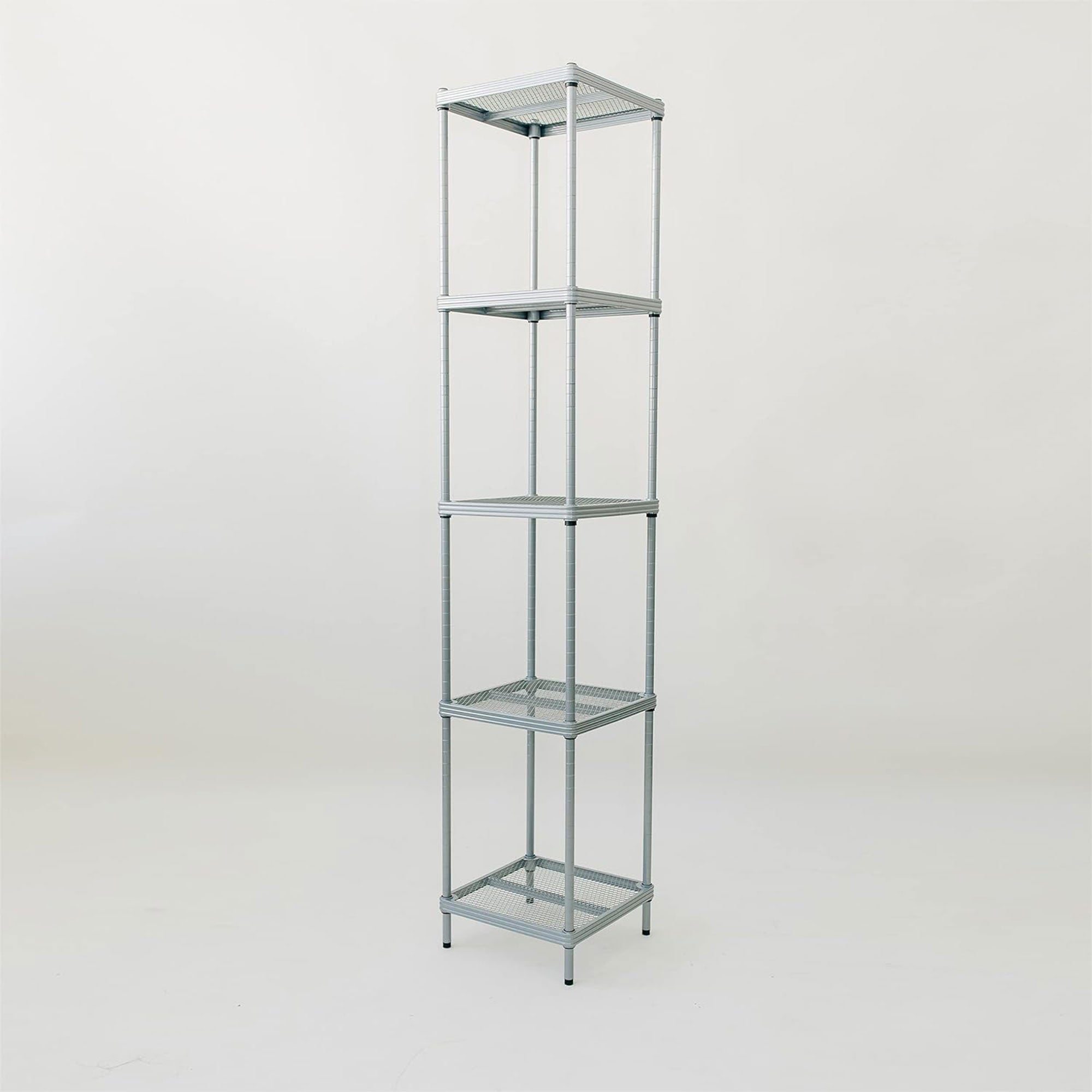 Design Ideas MeshWorks 5 Tier Tower Metal Storage Shelving Unit Rack, Silver - VMInnovations