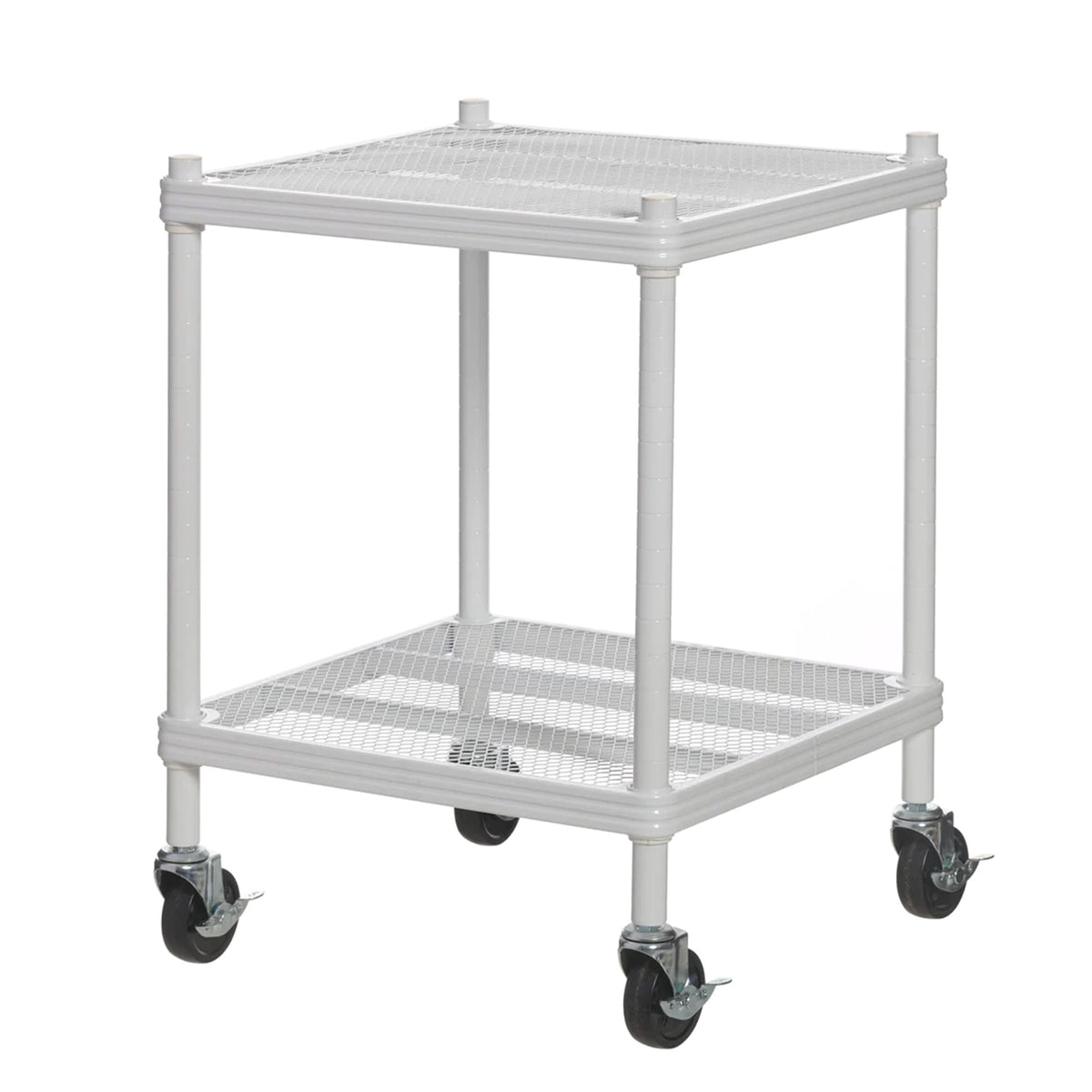 Design Ideas 2 Tier Wheeled Metal Storage Shelving Unit Cart, White (Open Box)