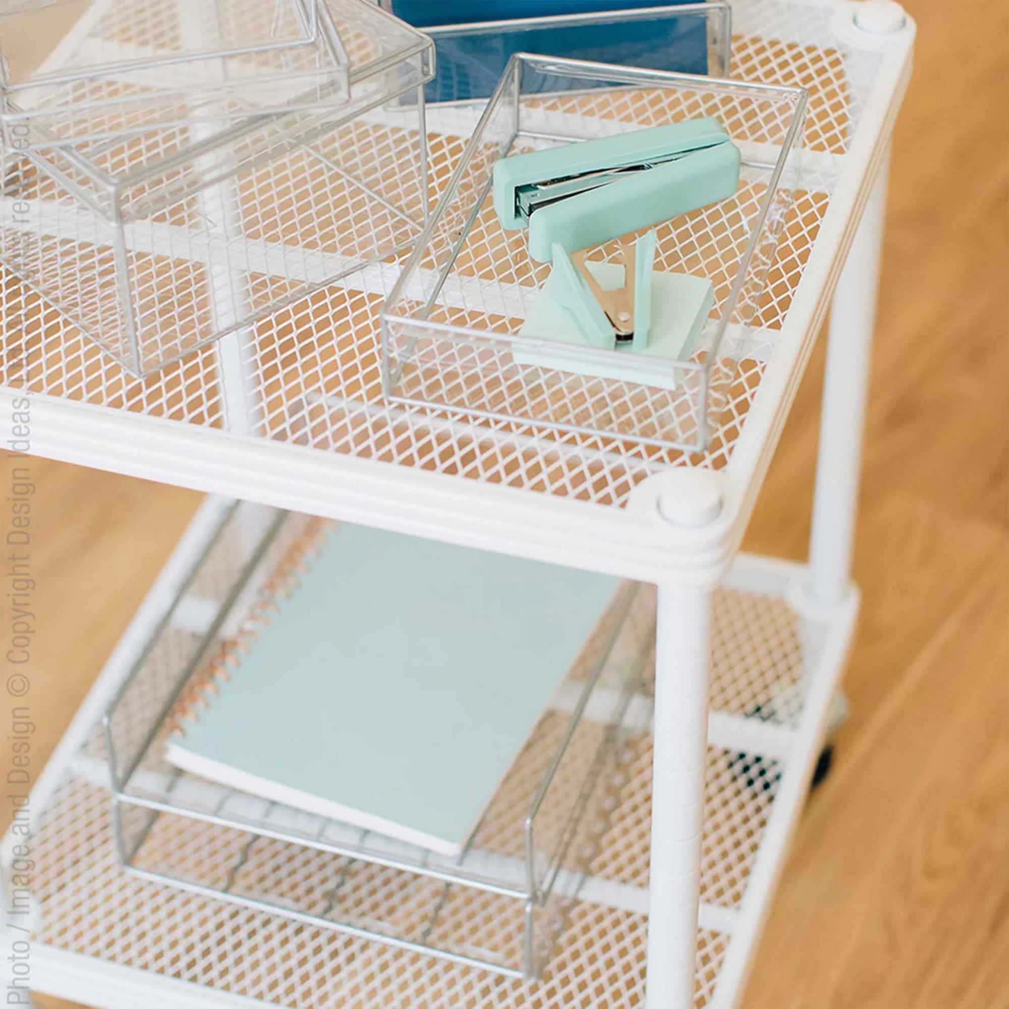 Design Ideas MeshWorks 2 Tier Wheeled Metal Storage Shelving Unit Cart, White - VMInnovations