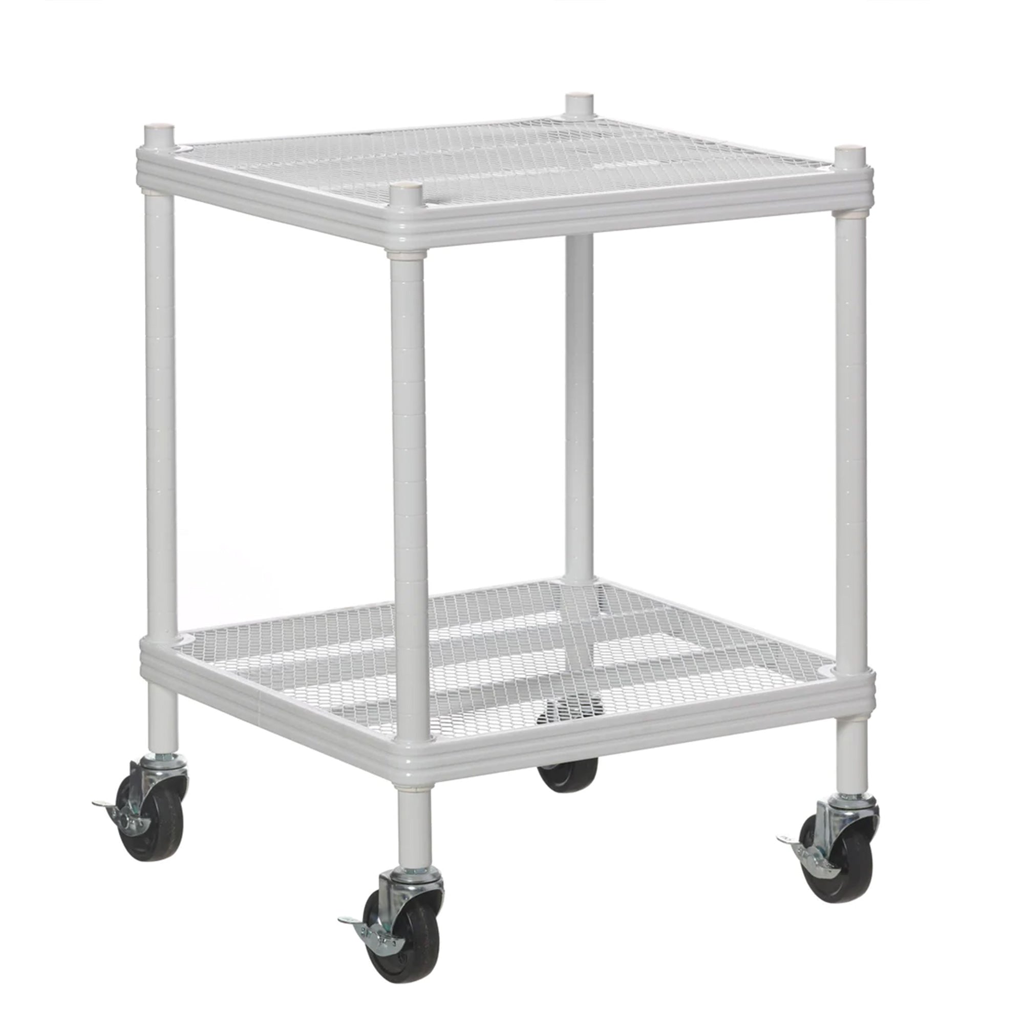 Design Ideas MeshWorks 2 Tier Wheeled Metal Storage Shelving Unit Cart, White - VMInnovations