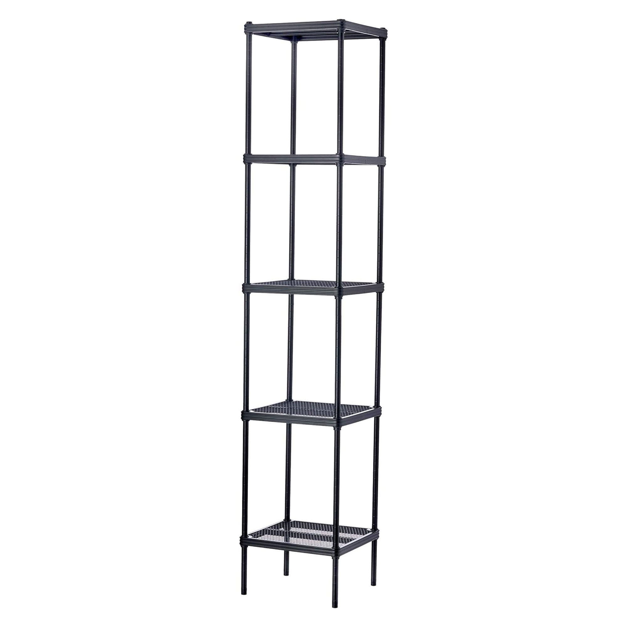 Design Ideas MeshWorks 5 Tier Tower Metal Storage Shelving Unit Rack, Black - VMInnovations