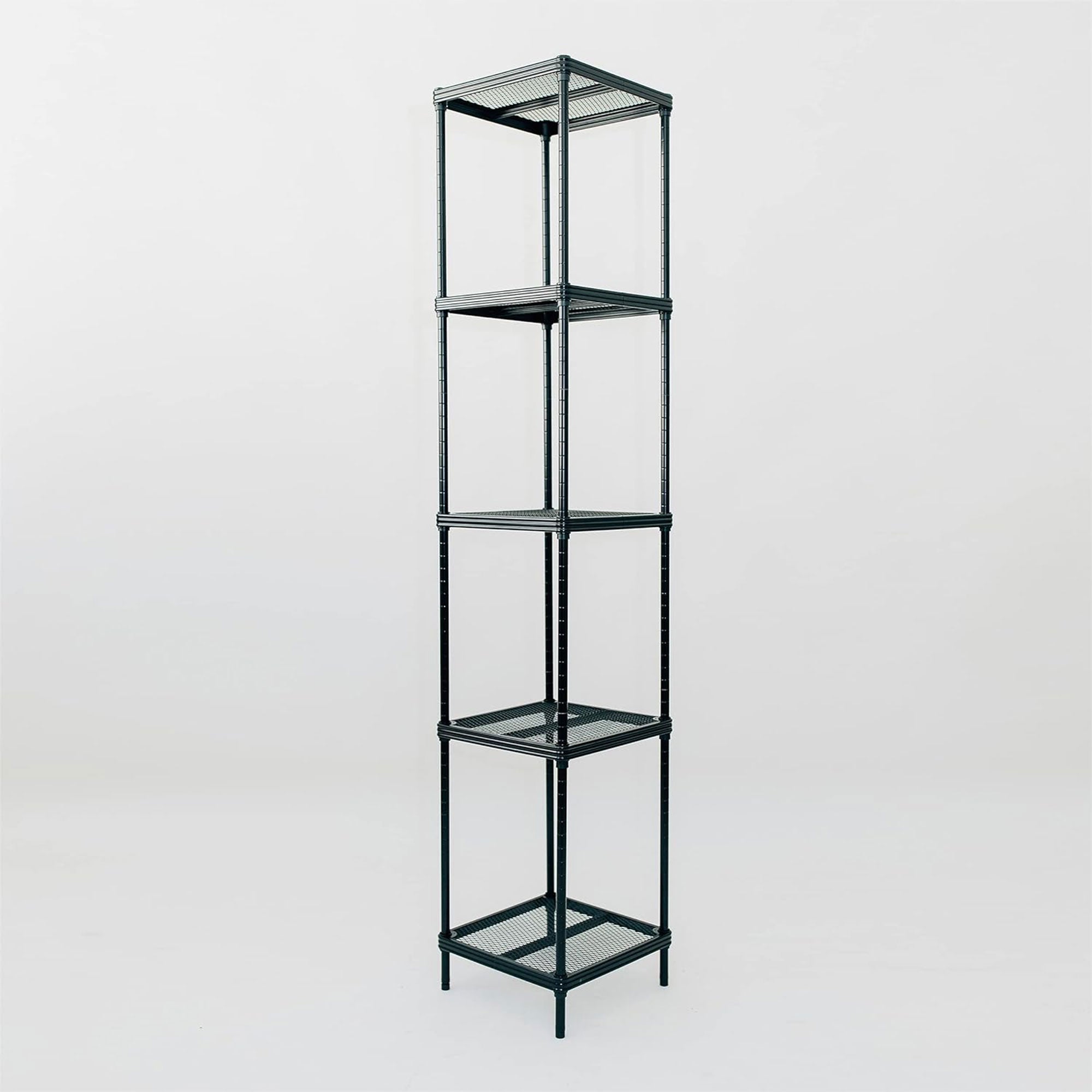 Design Ideas MeshWorks 5 Tier Tower Metal Storage Shelving Unit Rack, Black - VMInnovations
