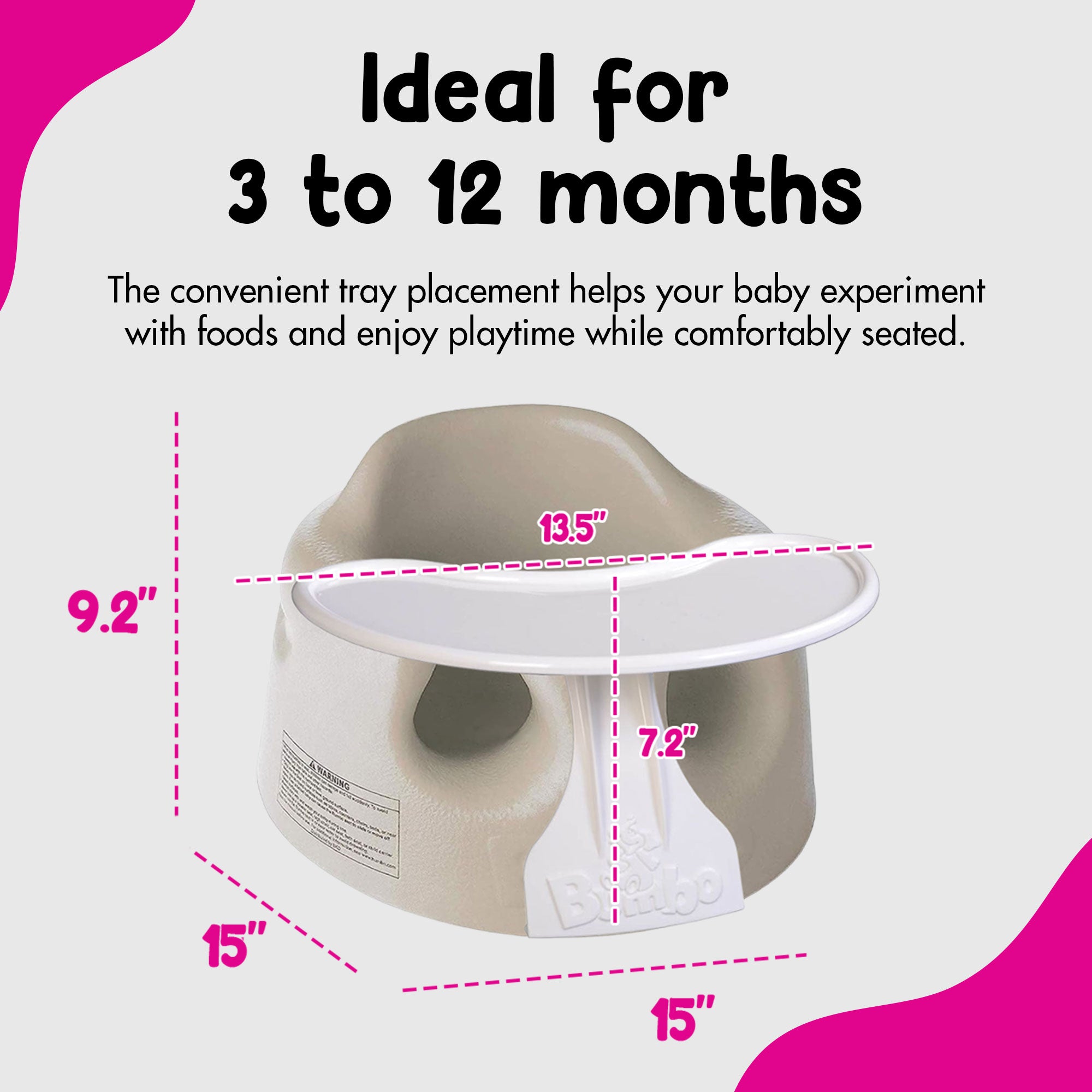 Bumbo Baby Infant Soft Foam Floor Seat with Eating and Play Top Tray Attachment