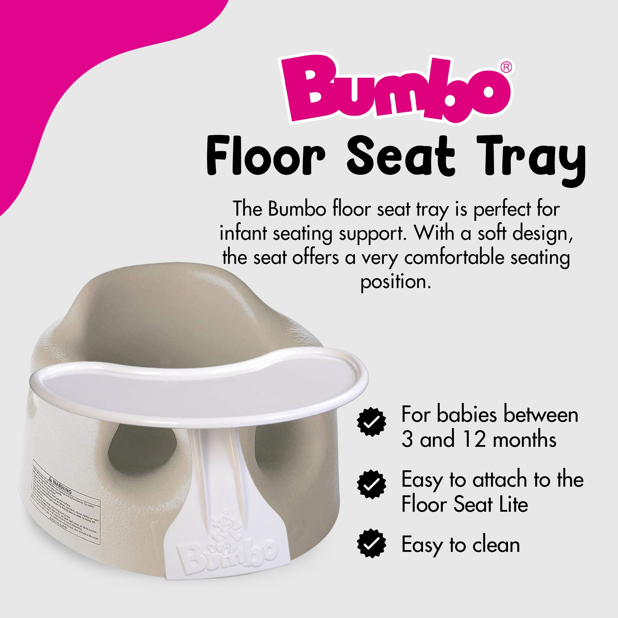 Bumbo Baby Infant Soft Foam Floor Seat with Eating and Play Top Tray Attachment - VMInnovations