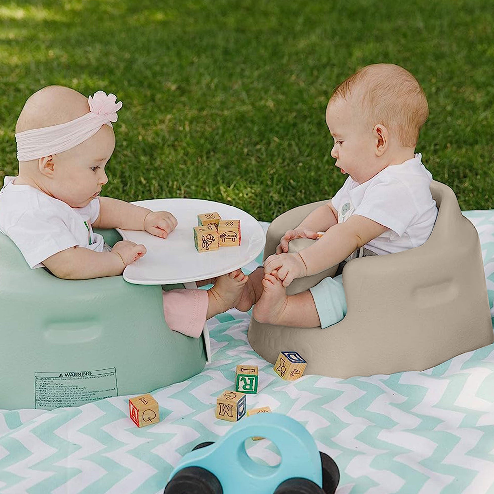 Bumbo Baby Infant Soft Foam Floor Seat with Eating and Play Top Tray Attachment