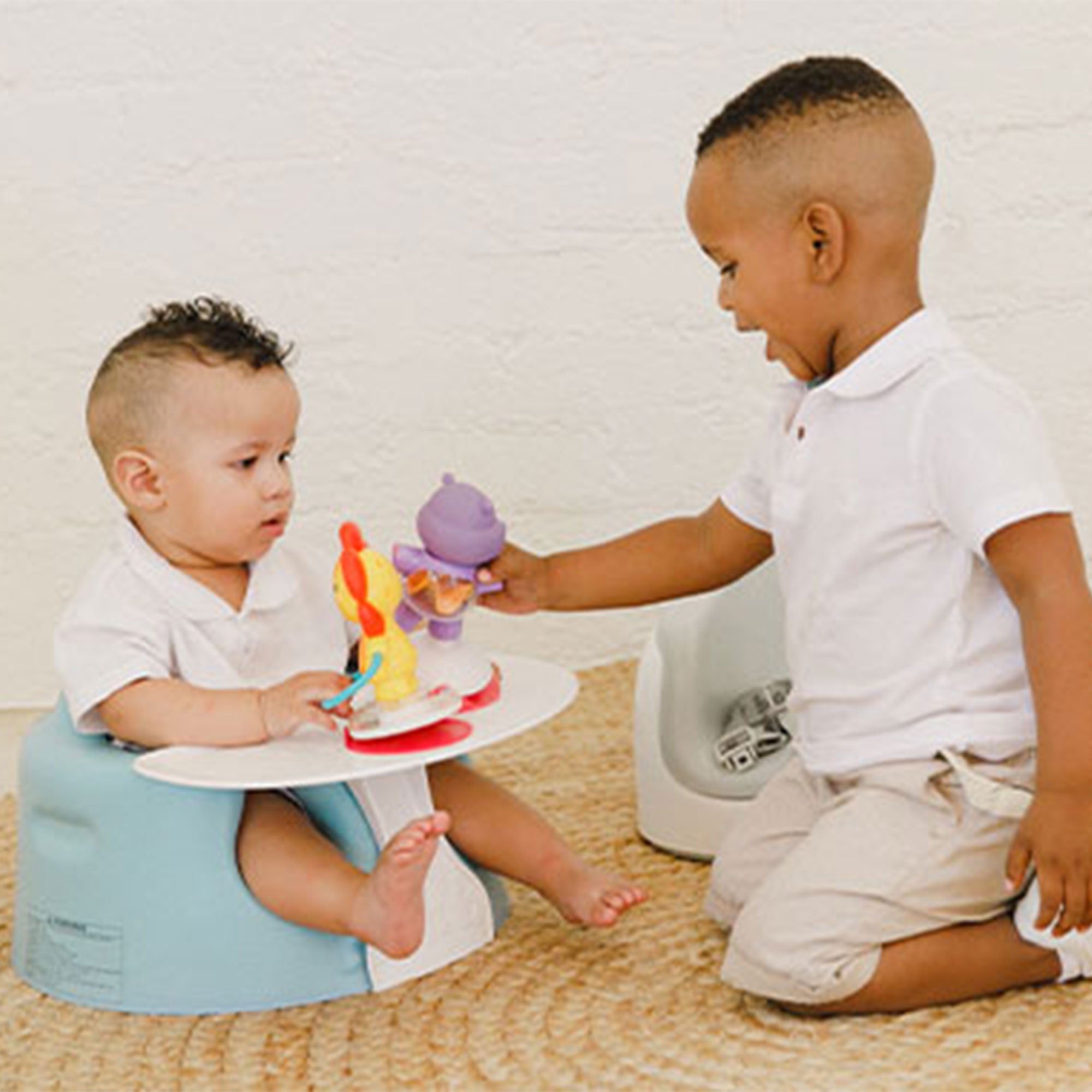 Bumbo Baby Infant Soft Foam Floor Seat with Eating and Play Top Tray Attachment