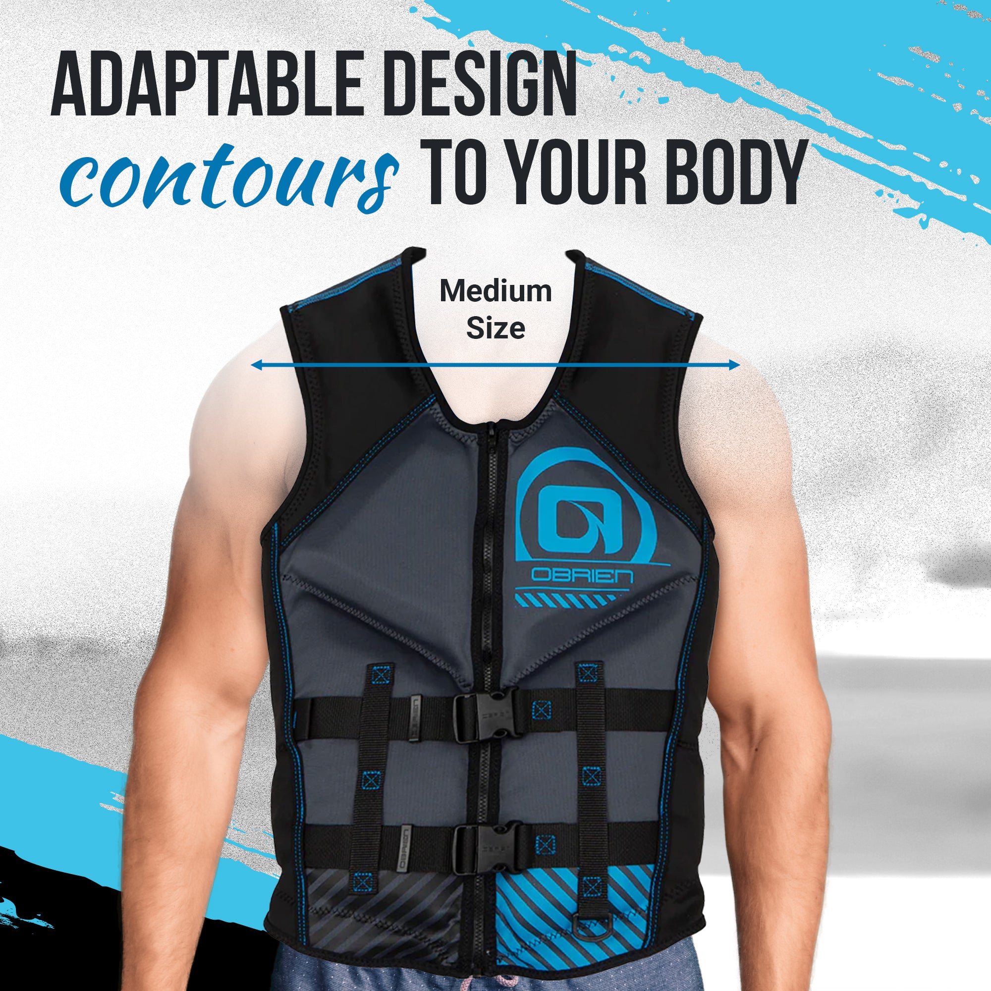 O'Brien Men's M Life Jacket w/Split Back Panel & BioLite Inner, Blue (Open Box) - VMInnovations