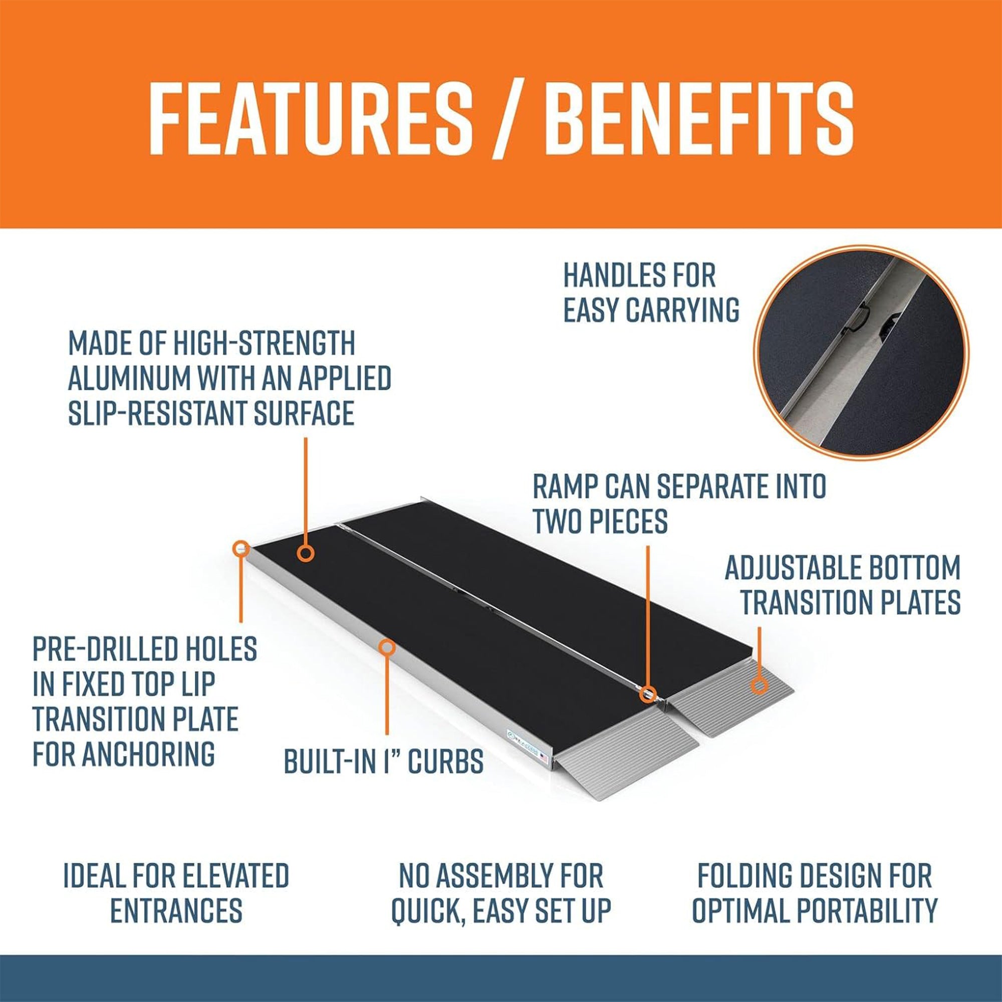 EZ-Access 6ft Suitcase Portable Ramp w/Surface That Resists Slips (Open Box) - VMInnovations