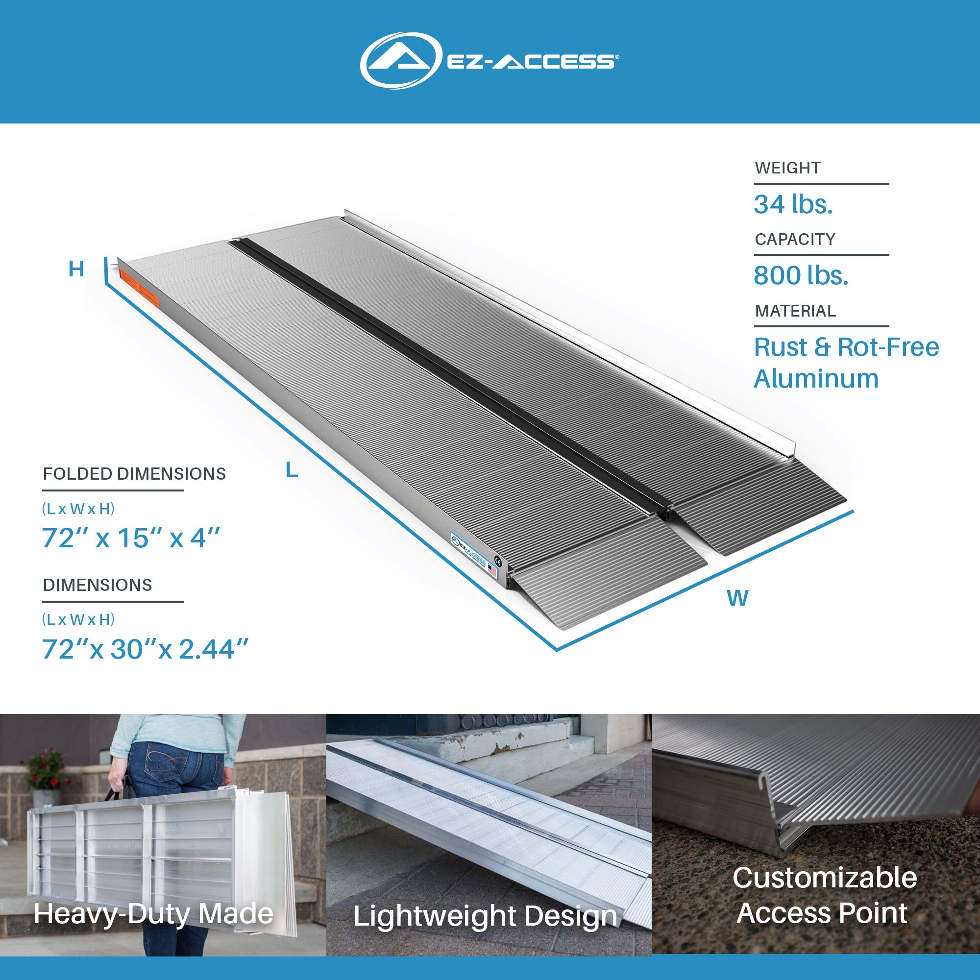 EZ-ACCESS SUITCASE 6’ x 30" Portable Ramp Suited for Minivans & SUVs(Open Box) - VMInnovations