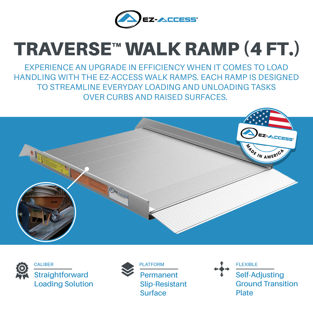 EZ-ACCESS TRAVERSE 4 Foot Walk Ramp w/Textured Surface & Hook/Strap Attachment - VMInnovations