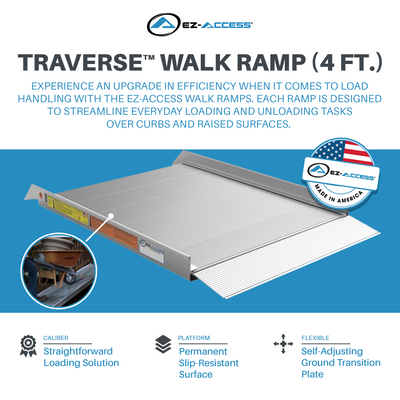 EZ-ACCESS TRAVERSE 4 Foot Walk Ramp w/Textured Surface & Hook/Strap Attachment