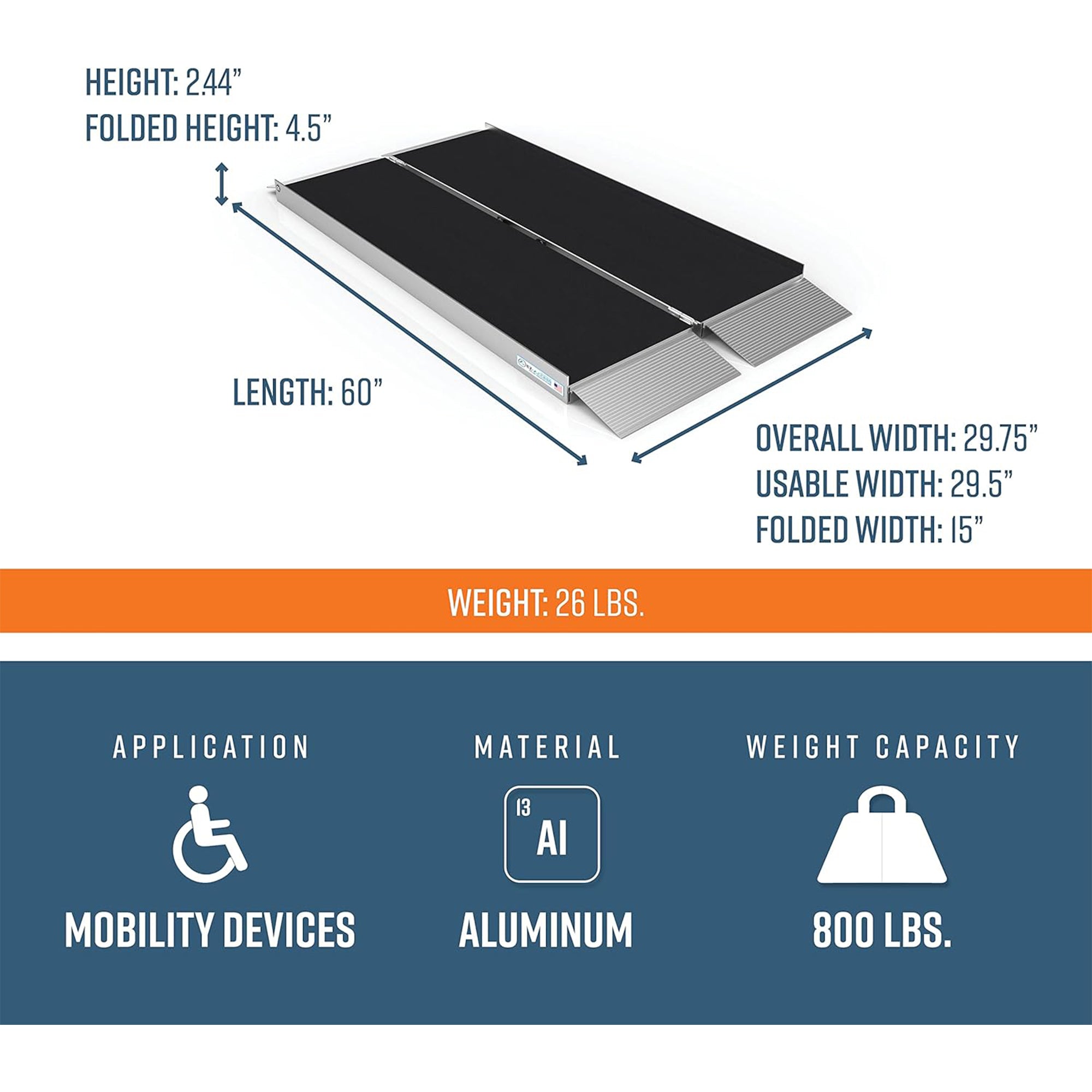 EZ-Access 5' Suitcase Singlefold Portable Ramp(Used) - VMInnovations