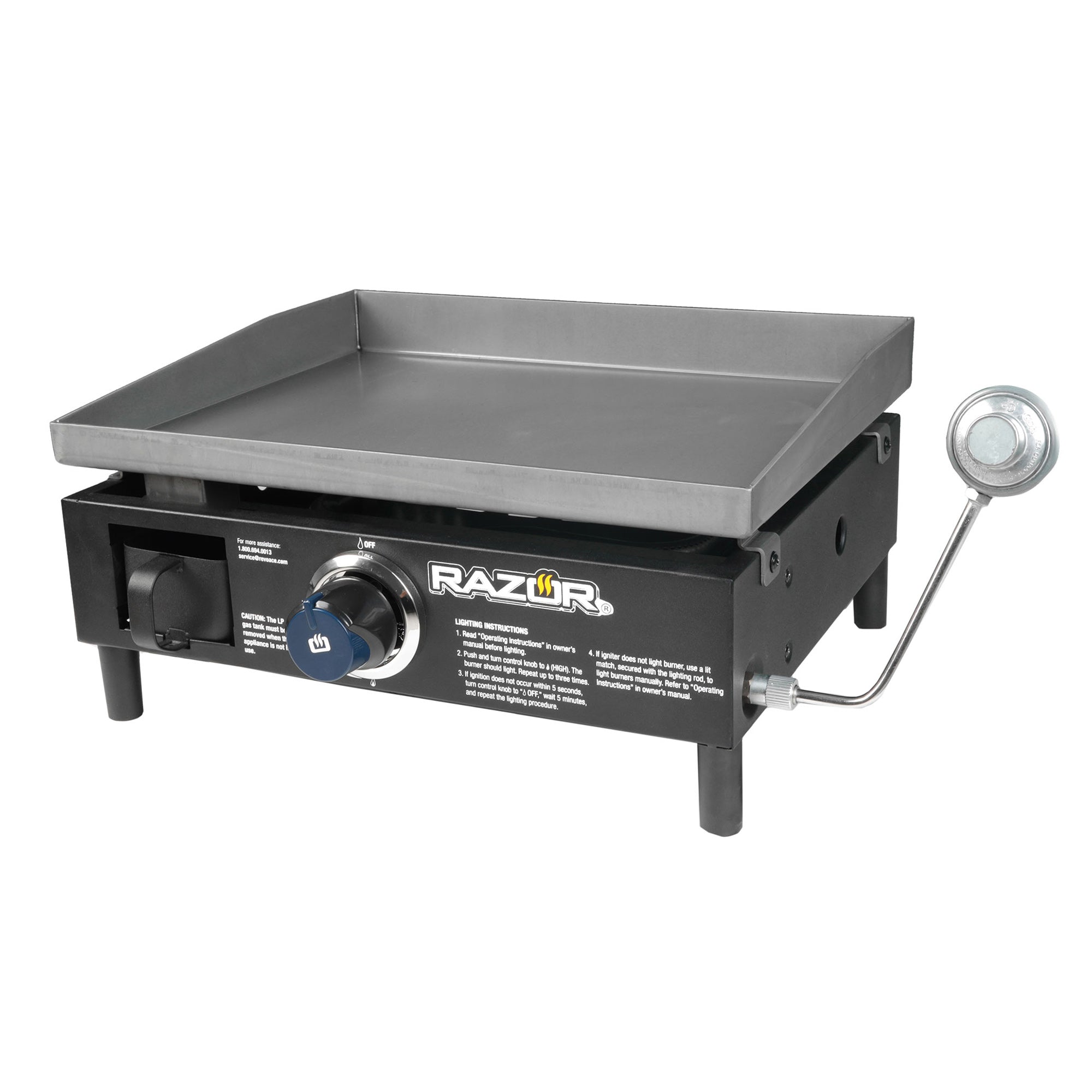 Razor Universal Rolling Prep Cart and 19 Inch Single Burner LP Propane Gas Grill - VMInnovations