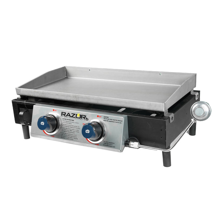 Razor Universal Rolling Prep Cart and 25 Inch Double Burner LP Propane Gas Grill - VMInnovations