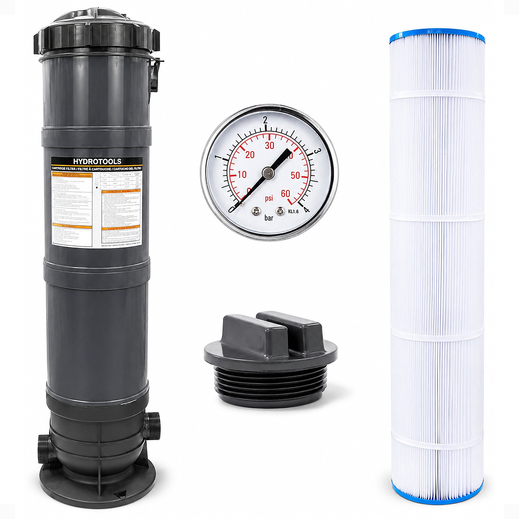 Swimline HydroTools 100 Sq Ft Sure Flo Cartridge Pool Filter Tank and Elements