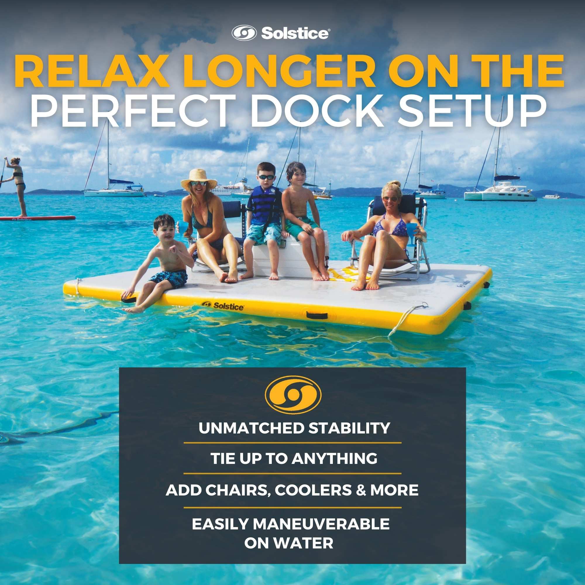 Solstice 10' x 10' Inflatable Floating Dock Rafting Platform with Pump and Bag - VMInnovations