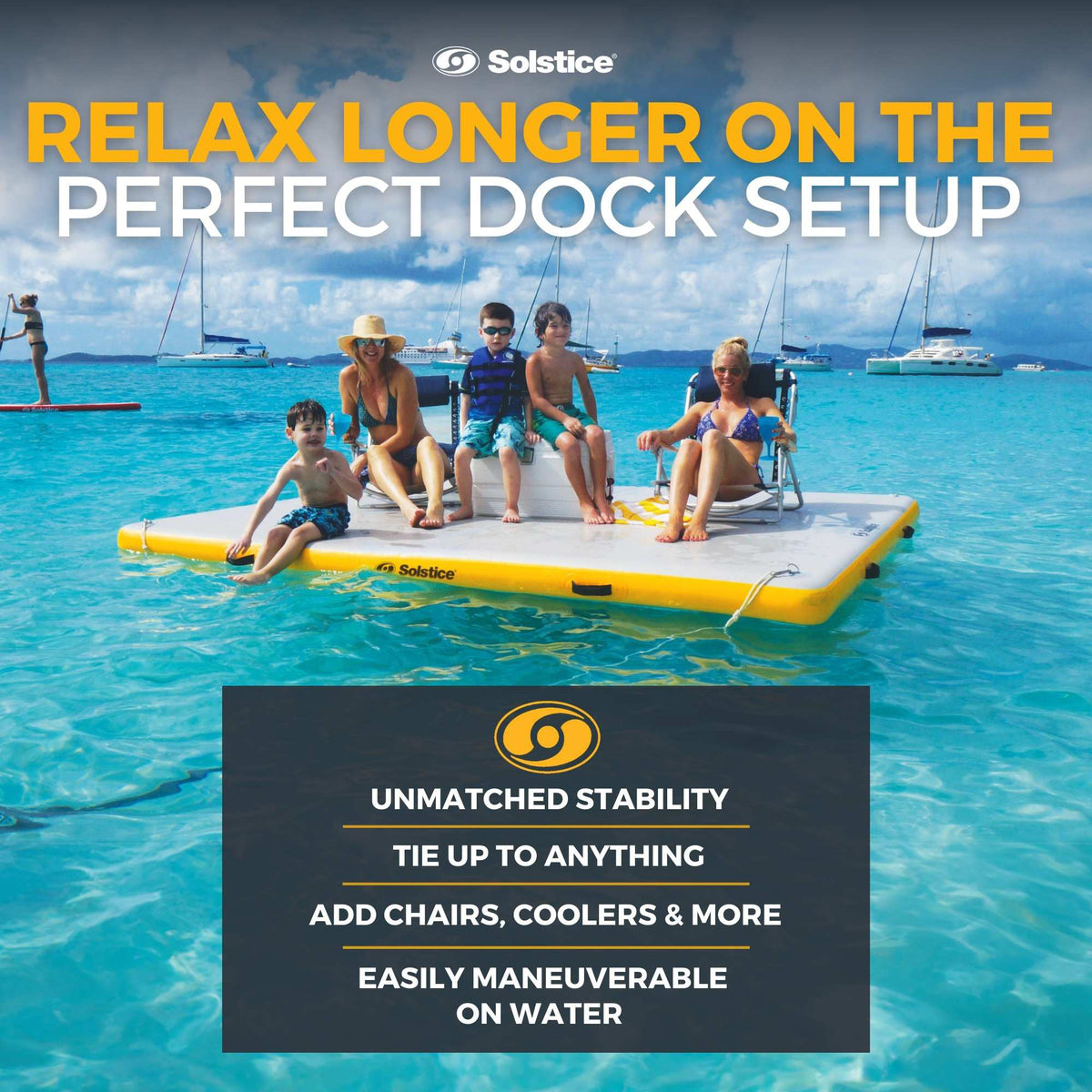 Solstice 10' x 10' Inflatable Dock Rafting Platform w/Pump & Bag (Open Box)